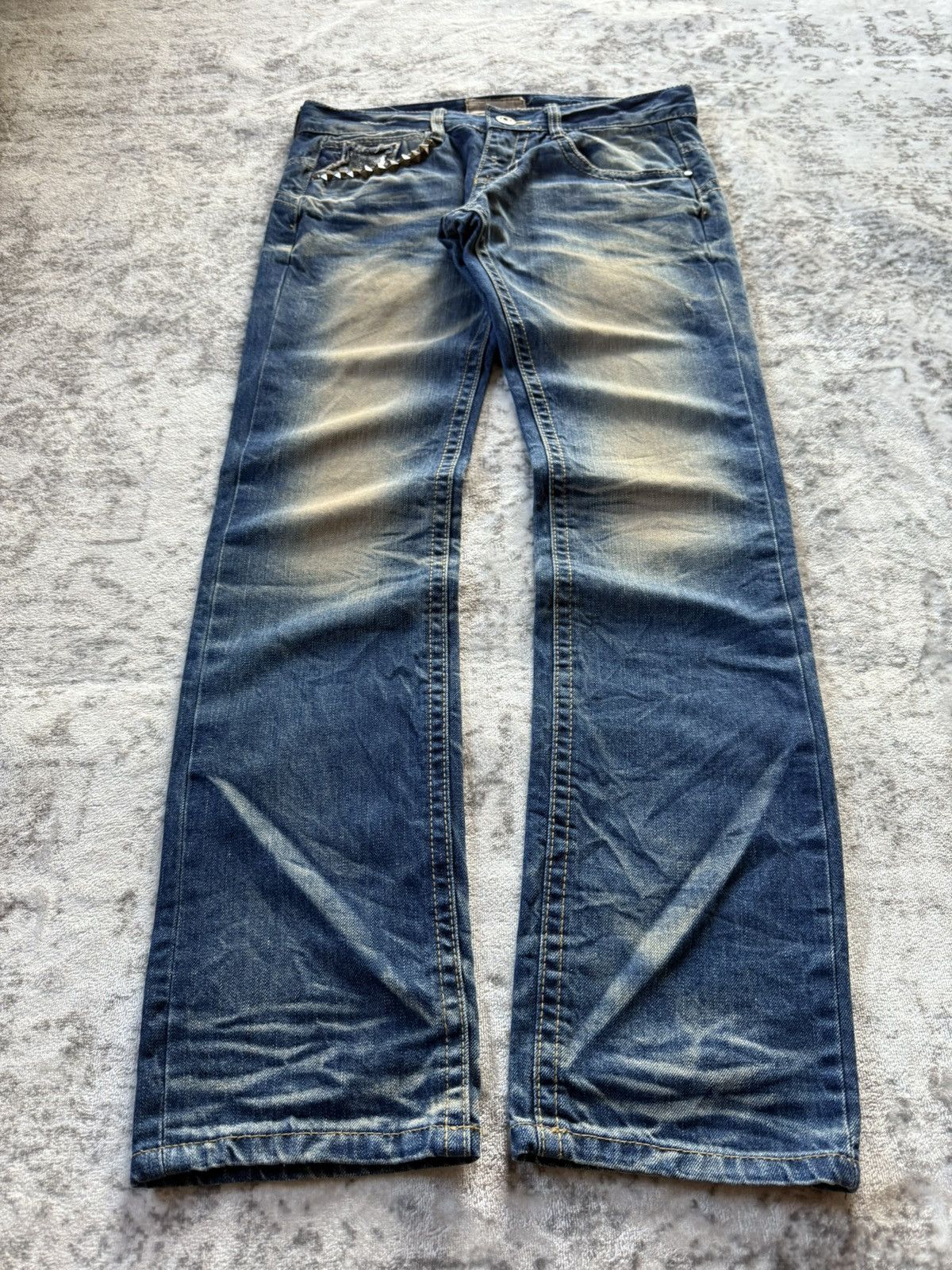Hysteric Glamour × Playboy Yoshitomo Lolita Embellished Studded Shadow Wash Jeans Size US 29 - 1 Thumbnail