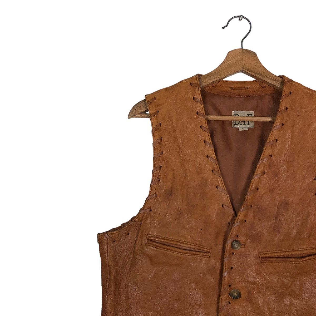 Genuine Leather 🔥Vintage Leather Biker Vest Jacket Daf Japan Issey Miyake Size US L / EU 52-54 / 3 - 7 Thumbnail