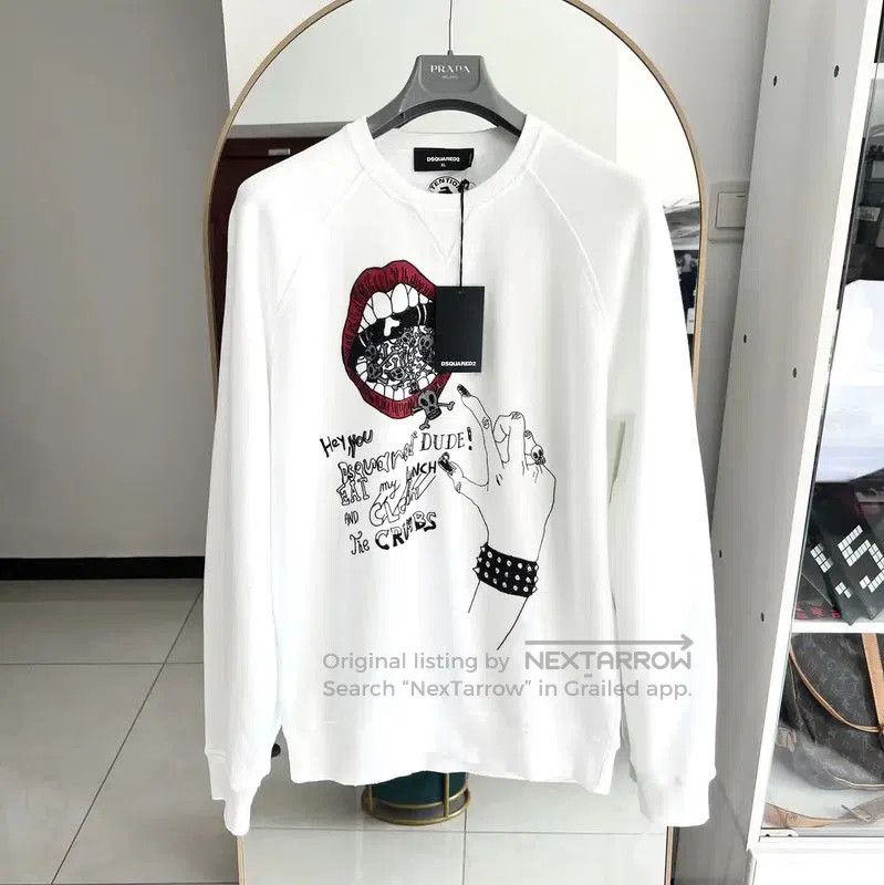 Dsquared2 DSQUARED2 White Cotton Graphic Sweatshirt for Men . Size US XL / EU 56 / 4 - 1 Thumbnail