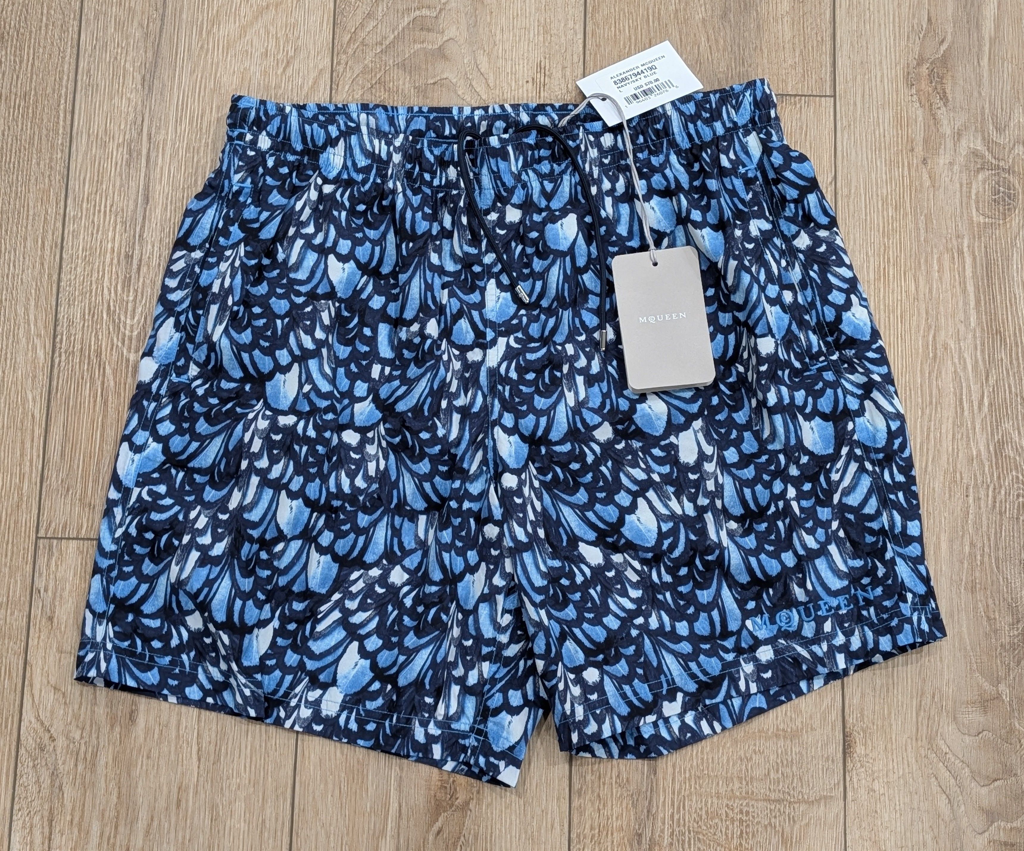 Alexander McQueen Alexander McQueen Feather Print Swim Shorts Blue Large Size US 34 / EU 50 - 1 Thumbnail