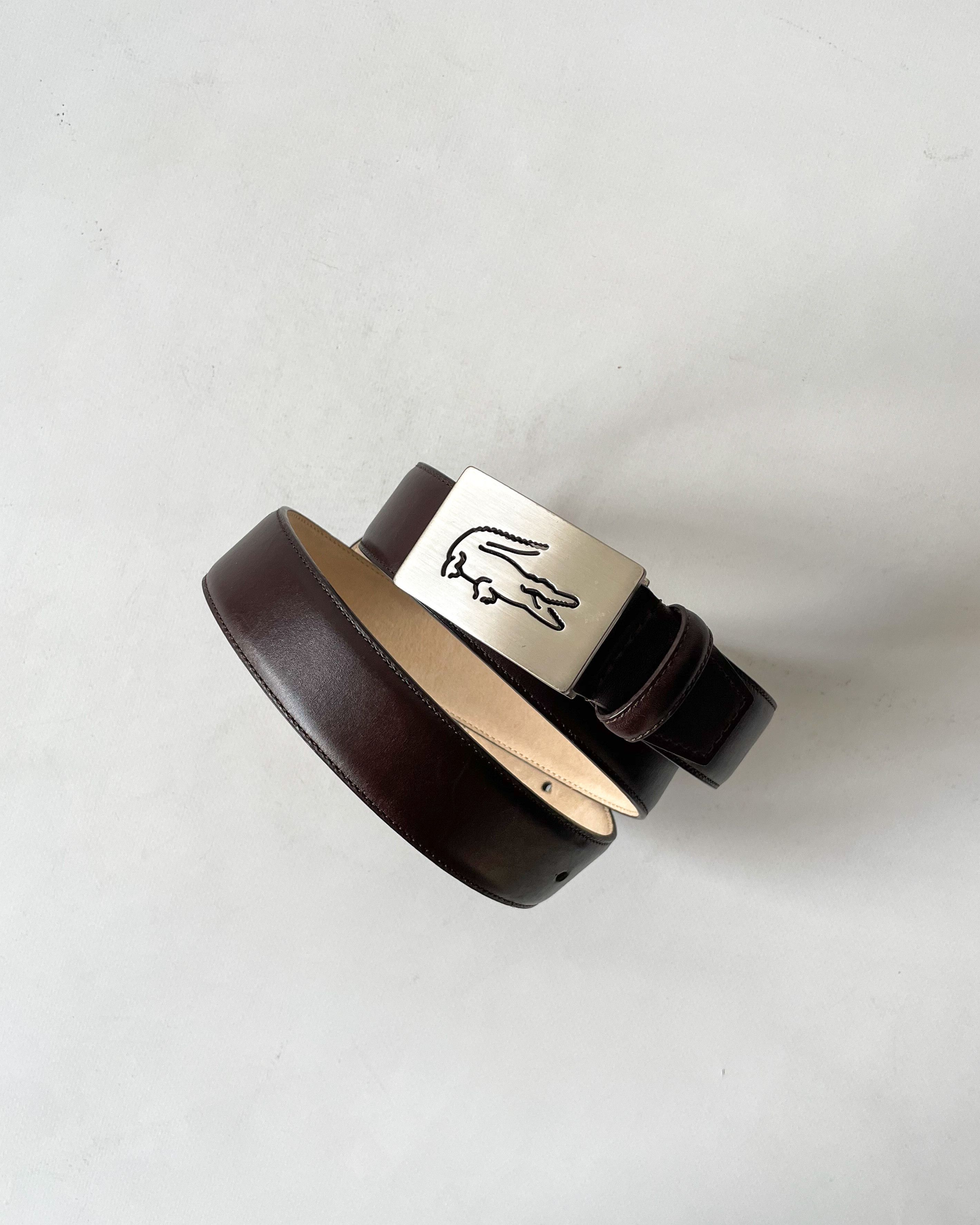 Lacoste Lacoste Leather Belt Crocodile Logo Buckle Size 38 - 1 Thumbnail