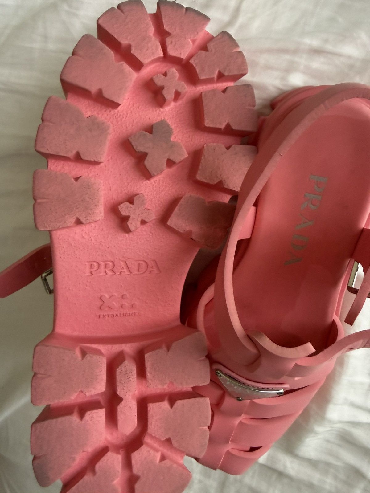 Prada Prada Monolith Rubber Sandals Pink Triangle Size US 6.5 / IT 36.5 - 4 Thumbnail