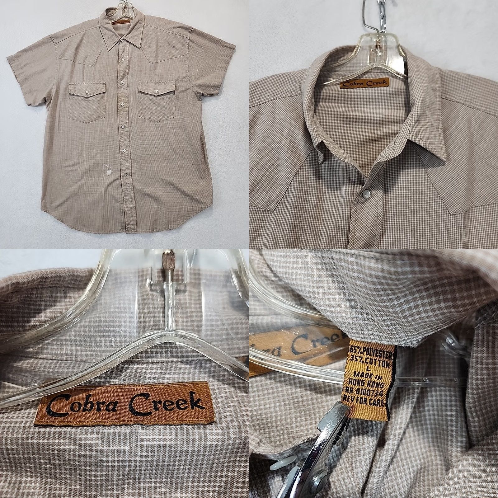 Vintage VINTAGE Cobra Creek Western Shirt Pearl Snap Short Sleeve Brown Plaid Men L Size US L / EU 52-54 / 3 - 9 Thumbnail