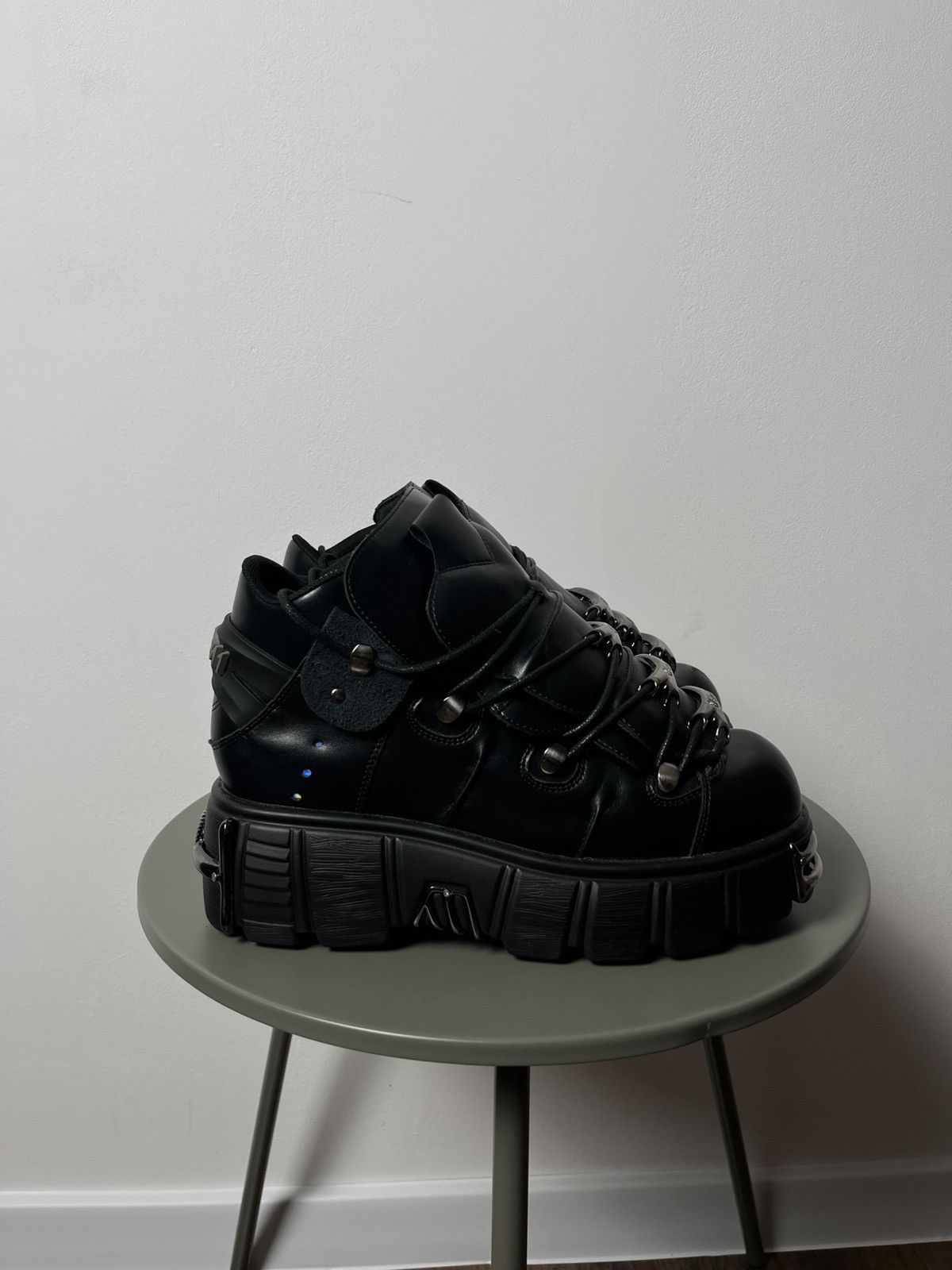 Japanese Brand Black Punk Platform Shoes Boots with Chains Buckles Y2K Vibe Size US 9 / EU 42 - 3 Thumbnail