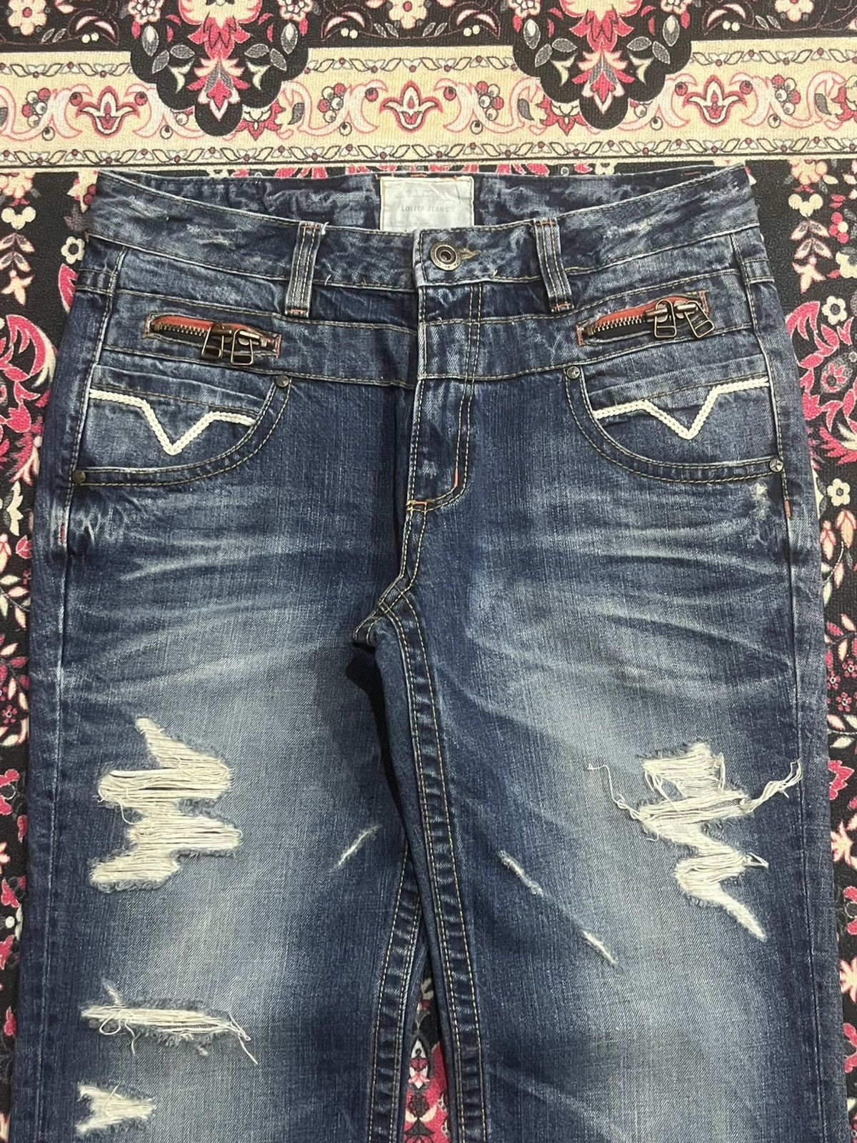 Hysteric Glamour Vintage Japanese Lolita Slogan Clawmark Ripped Loose Jeans Size US 34 / EU 50 - 4 Thumbnail