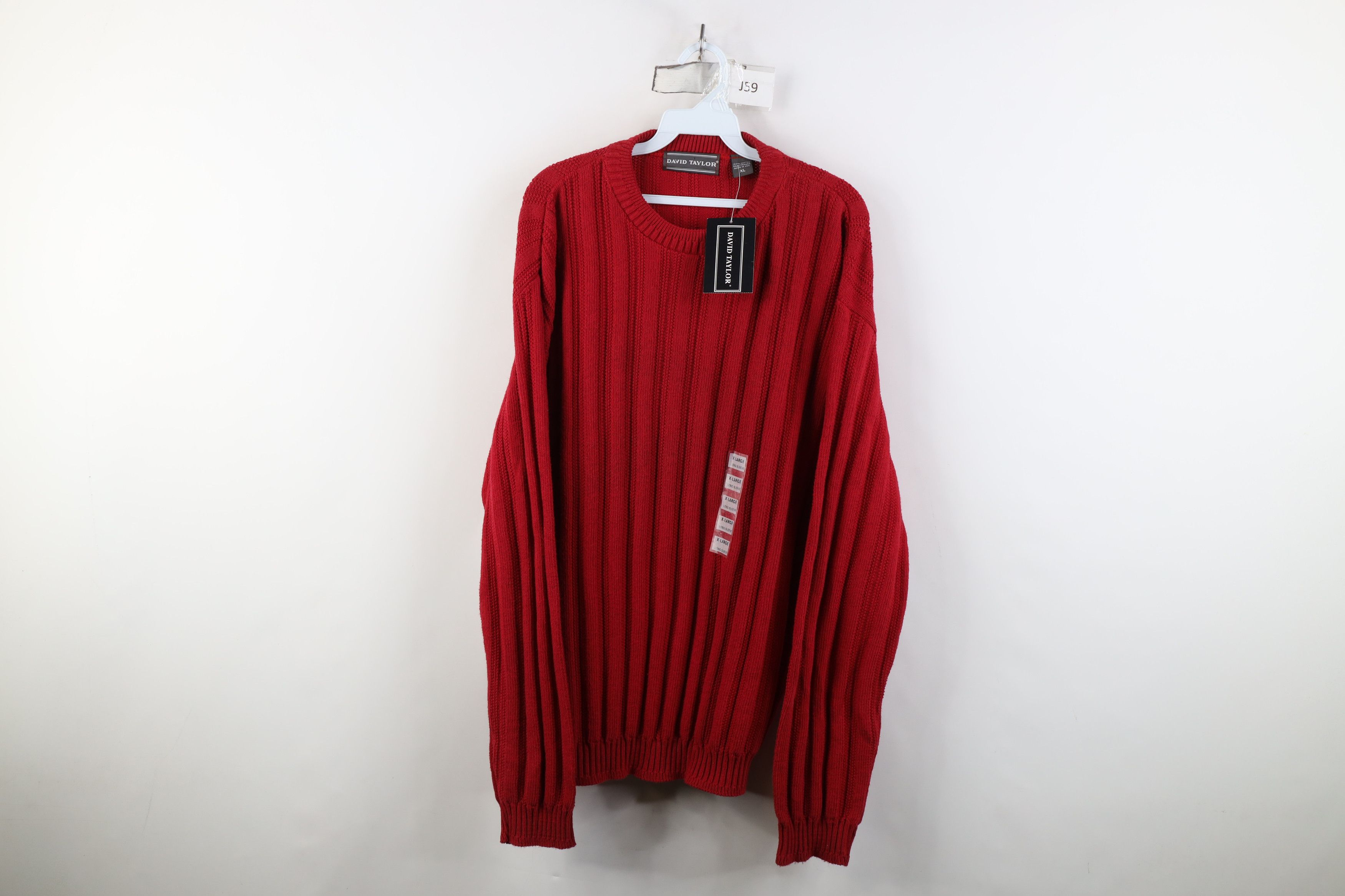 Vintage Deadstock Vintage 90s Streetwear Ribbed Knit Sweater Red USA Size US XL / EU 56 / 4 - 1 Thumbnail