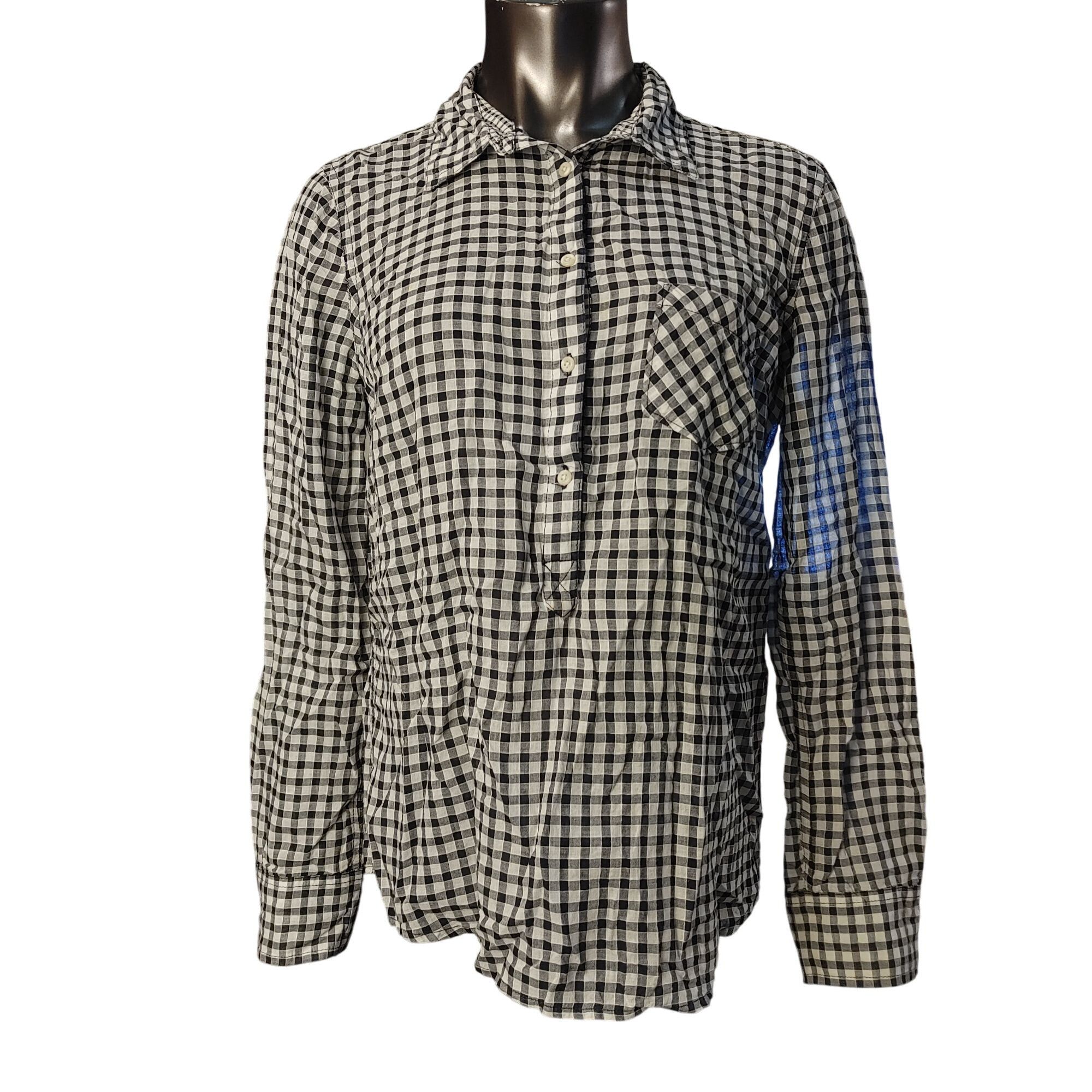 Merona Merona Women's Black/White Checkered Plaid Long Sleeve 1/2 B Size L / US 10 / IT 46 - 1 Thumbnail