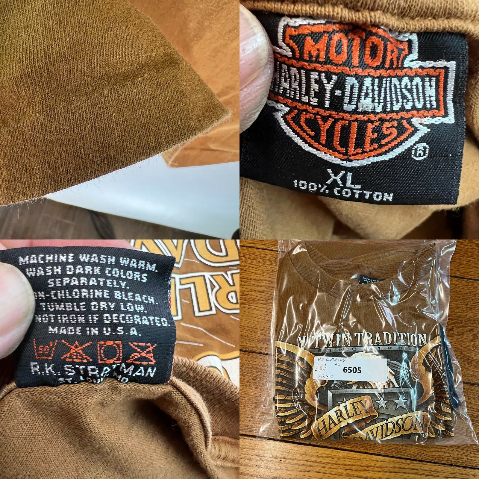 Harley Davidson VINTAGE Harley-Davidson 1995 Motorcycle Graphic T-Shirt Brown XL Mens Size US XL / EU 56 / 4 - 8 Thumbnail