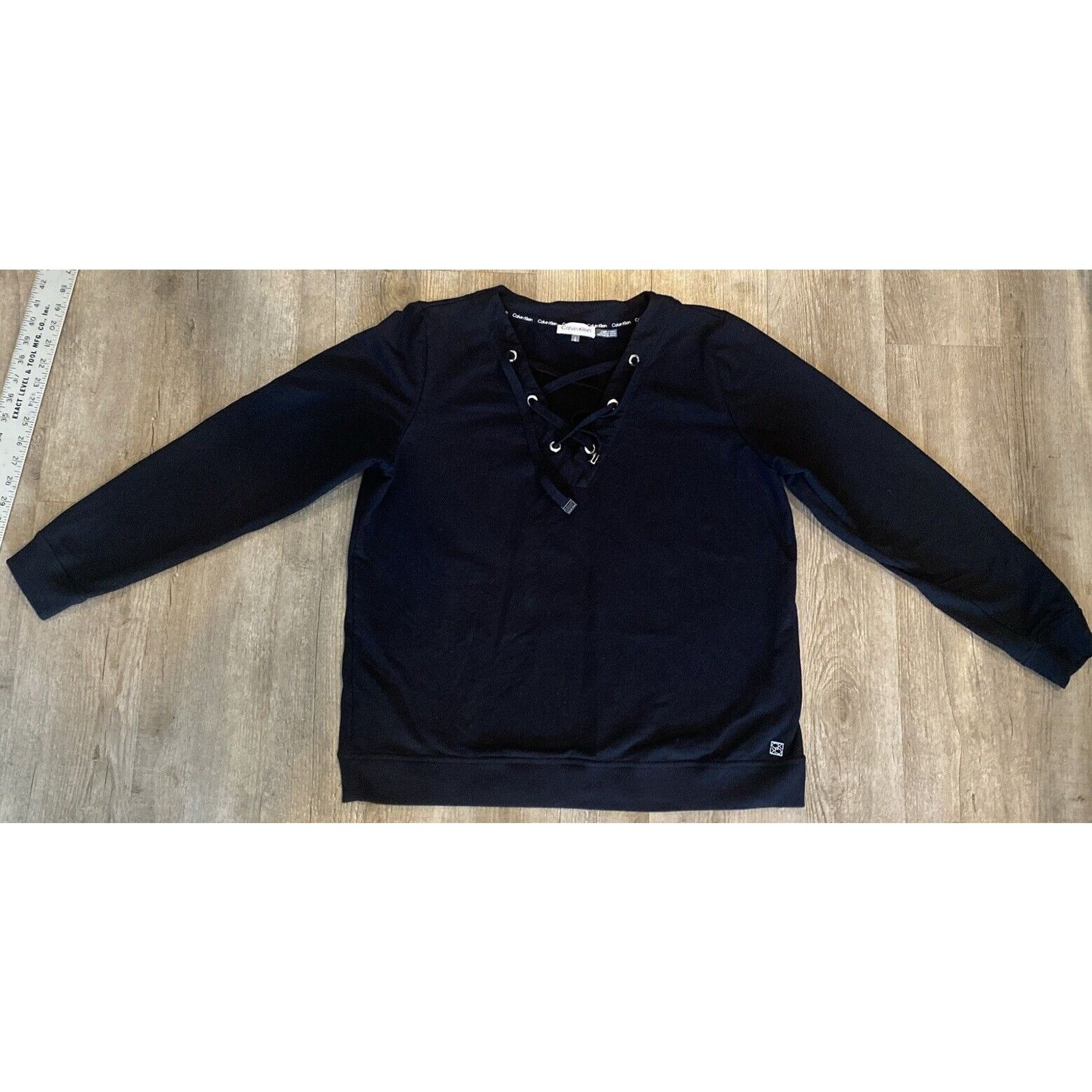 Calvin Klein Calvin Klein Black V Neck Long Sleeve Tunic Top-Size Large Size L / US 10 / IT 46 - 1 Thumbnail