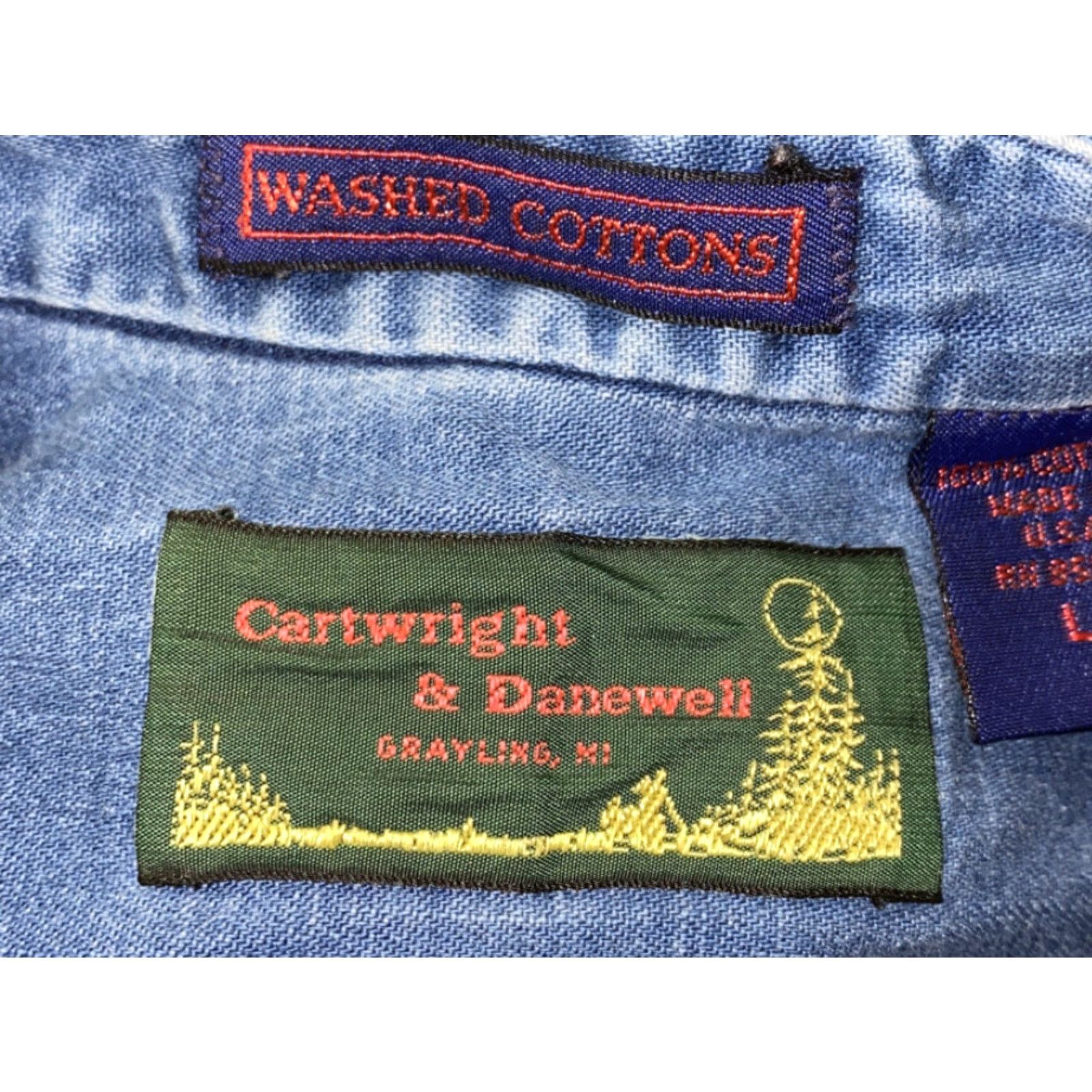 Vintage Cartwright And Danewell Men's Blue Cotton Long Sleeve Button-Up Shirt Size L Casual Size US L / EU 52-54 / 3 - 5 Thumbnail