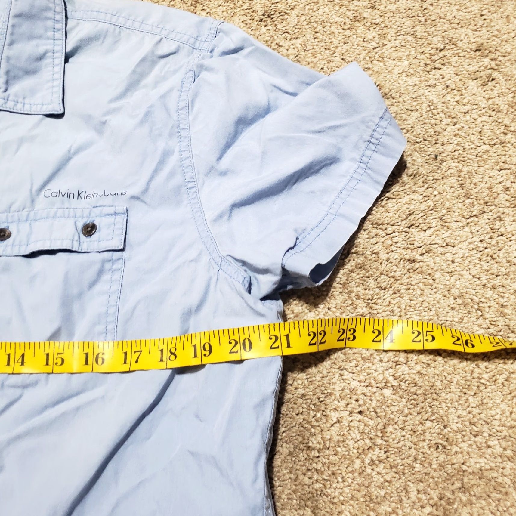 Calvin Klein Calvin Klein Jeans Shirt Blue Short Sleeve Button-Up Pockets Adult Men Large Size US L / EU 52-54 / 3 - 5 Thumbnail