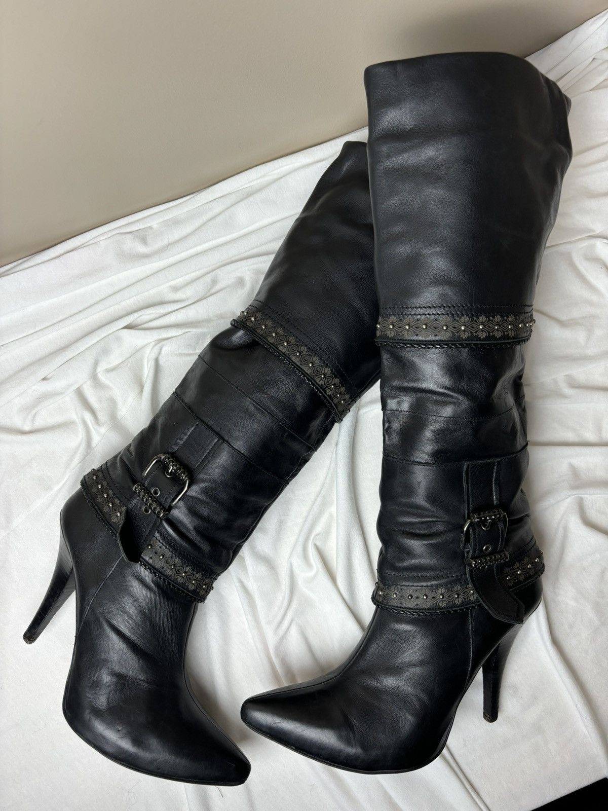 Archival Clothing x Avant Garde El DanteS Boots Vintage High Shoes Faithsolo Heels in Black, Women's (Size 9)