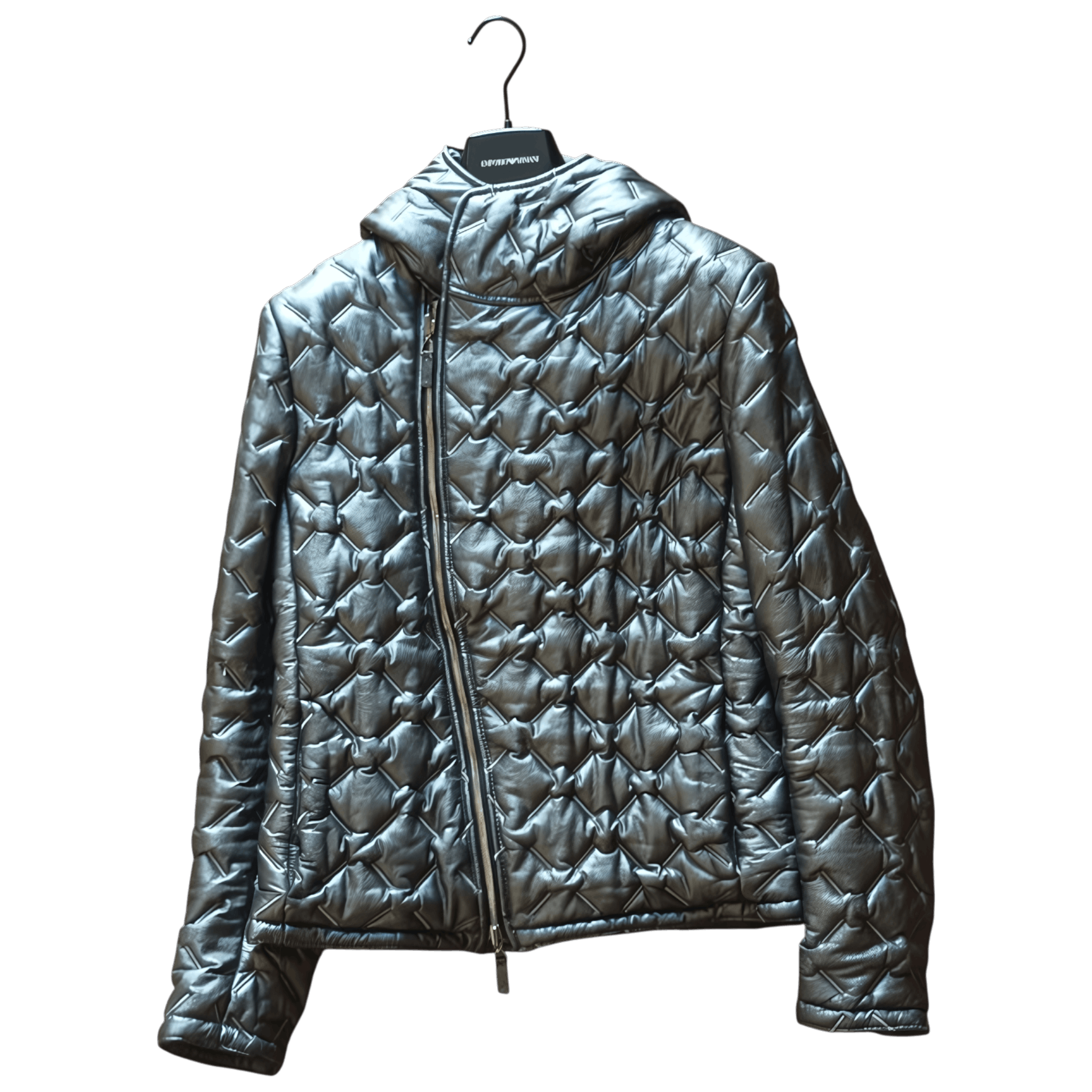 QUILTED LEATHER HOODED JACKET