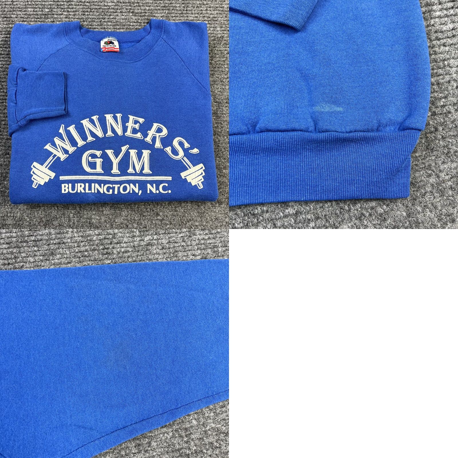 Fruit Of The Loom VINTAGE Winners Gym Raglan Blue Crewneck Sweatshirt M Men 50/50 Cotton/Polyester Graphic 90s Gymuerdo Size US M / EU 48-50 / 2 - 8 Thumbnail