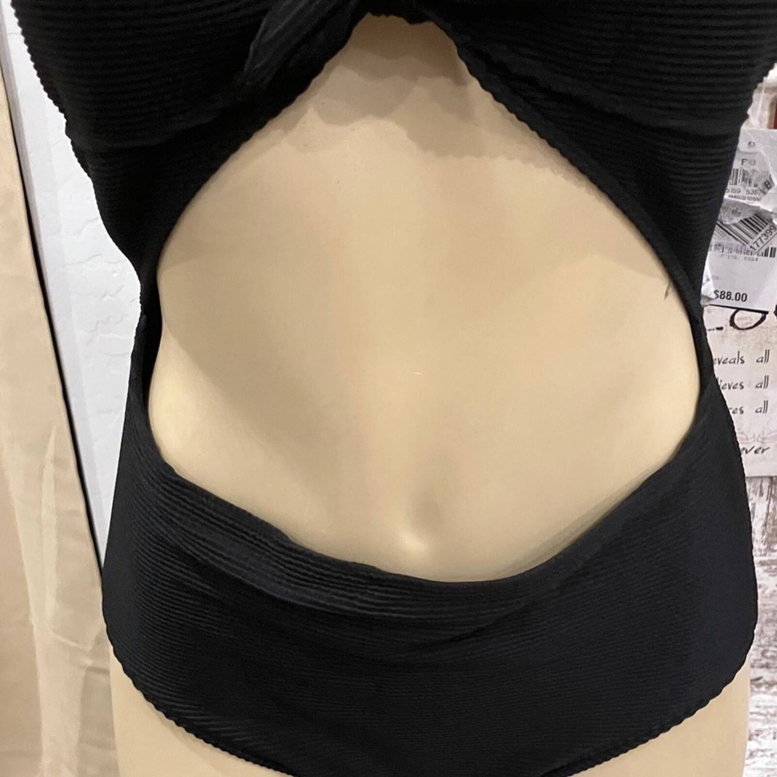 Bar III NWT Bar III Black One-Piece Cutout Swimsuit with Front Knot Size ONE SIZE - 5 Thumbnail
