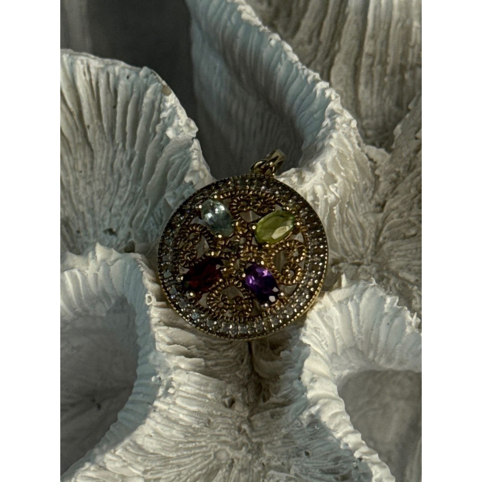 Jewelry 925 STERLING SILVER TOPAZ PERIDOT GARNET AMETHYST PENDANT Size ONE SIZE - 3 Thumbnail