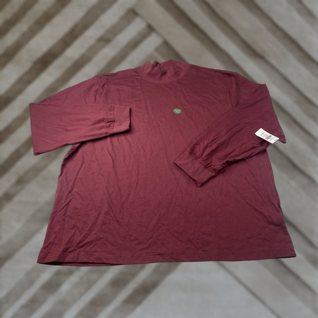 Vintage NWT LL Bean Shirt Men's 2XL Carefree Unshrinkable Mockneck Long Sleeve Burgundy Red Cotton Knit Botton-Up Mockneck Shirt Mens Regular Fit Size US XXL / EU 58 / 5 - 1 Thumbnail