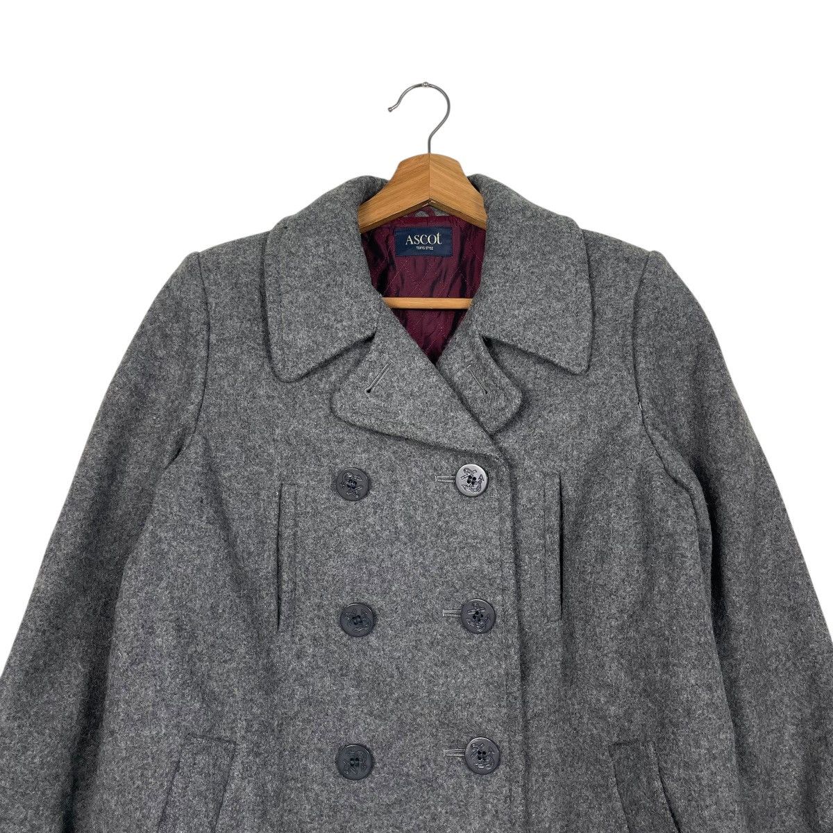 Japanese Brand Ascot Double Breasted Wool Coat Size M / US 6-8 / IT 42-44 - 2 Thumbnail