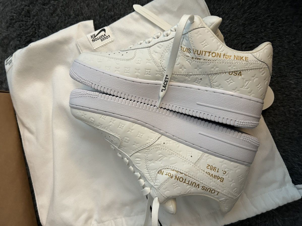 Louis Vuitton Louis Vuitton Nike White Monogram Low Top Air Force 1 Size US 9 / EU 42 - 18 Thumbnail