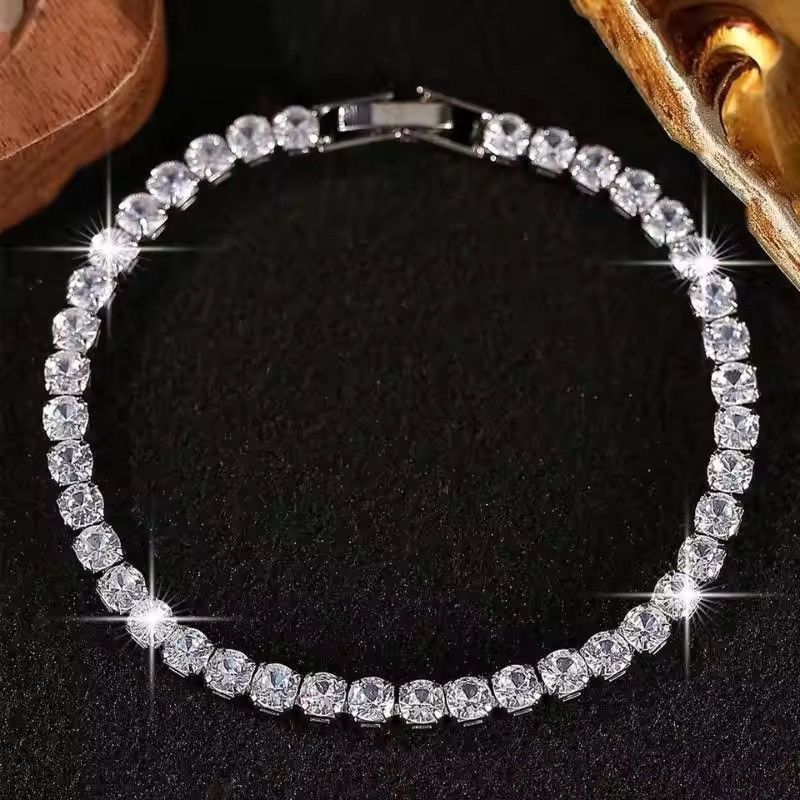 Jewelry Diamond Ice Bracelet Link Jewelry Chrome Casual Chain Cuff Size ONE SIZE - 2 Thumbnail