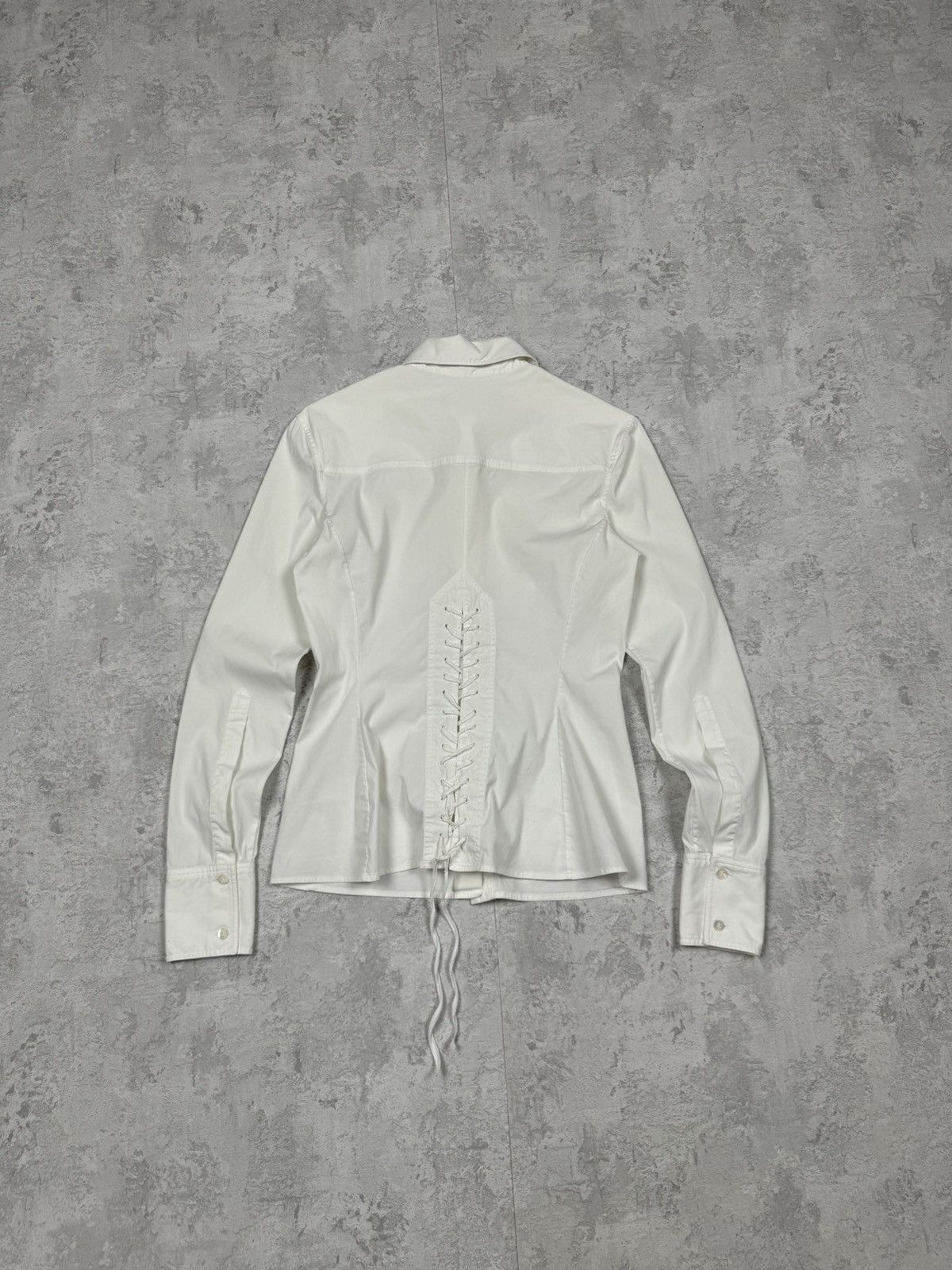 Gucci Rare Gucci Lace-Up White Shirt Size 40 Size S / US 4 / IT 40 - 8 Thumbnail