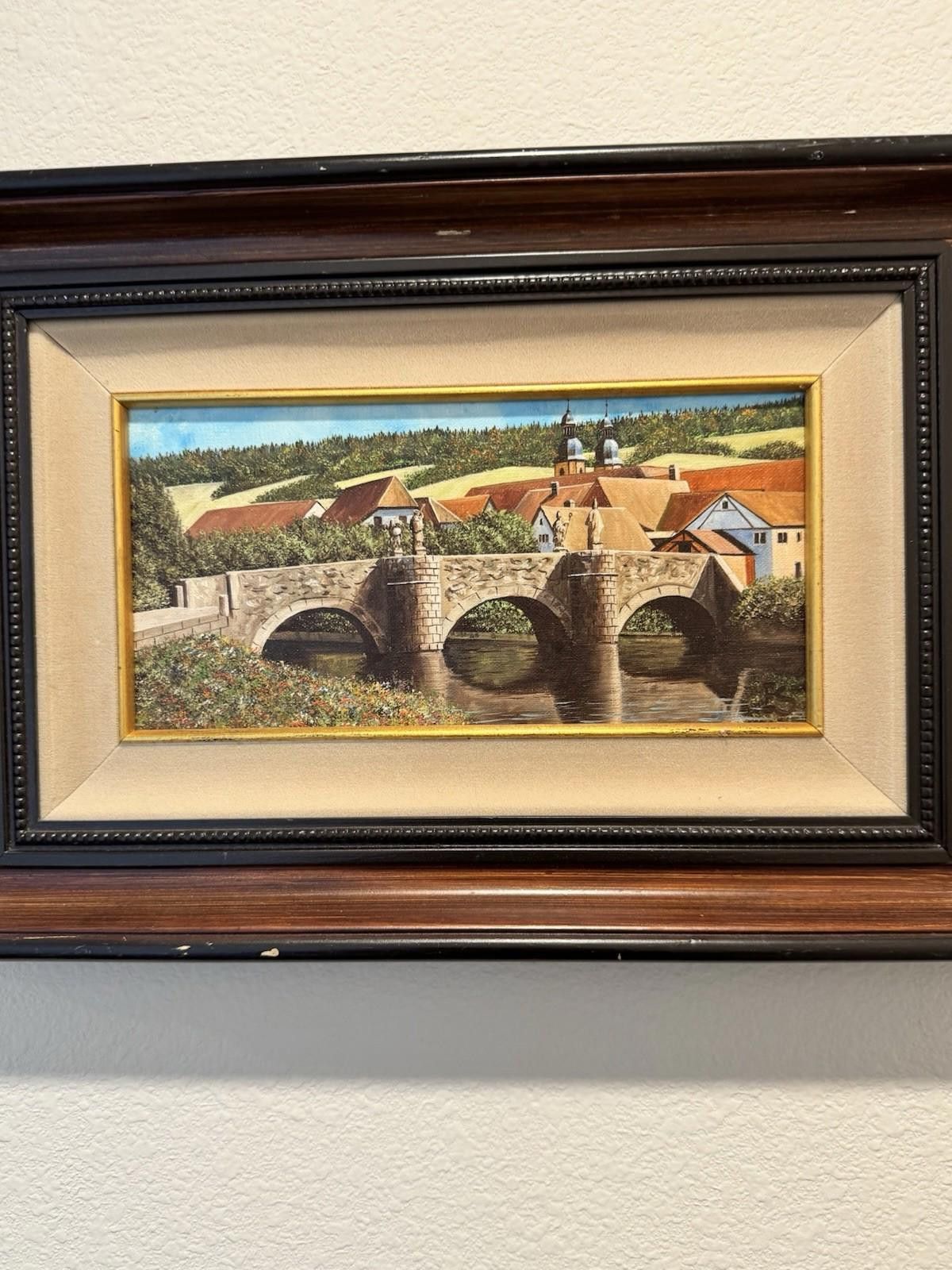 Designer Eugene Schmidt Original Bridge Over the Landscape Santa COA Size ONE SIZE - 5 Thumbnail