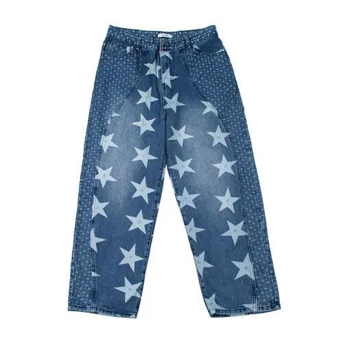 VIBE Check Pattern Blue Denim Jeans Size US 32 / EU 48 - 3 Thumbnail