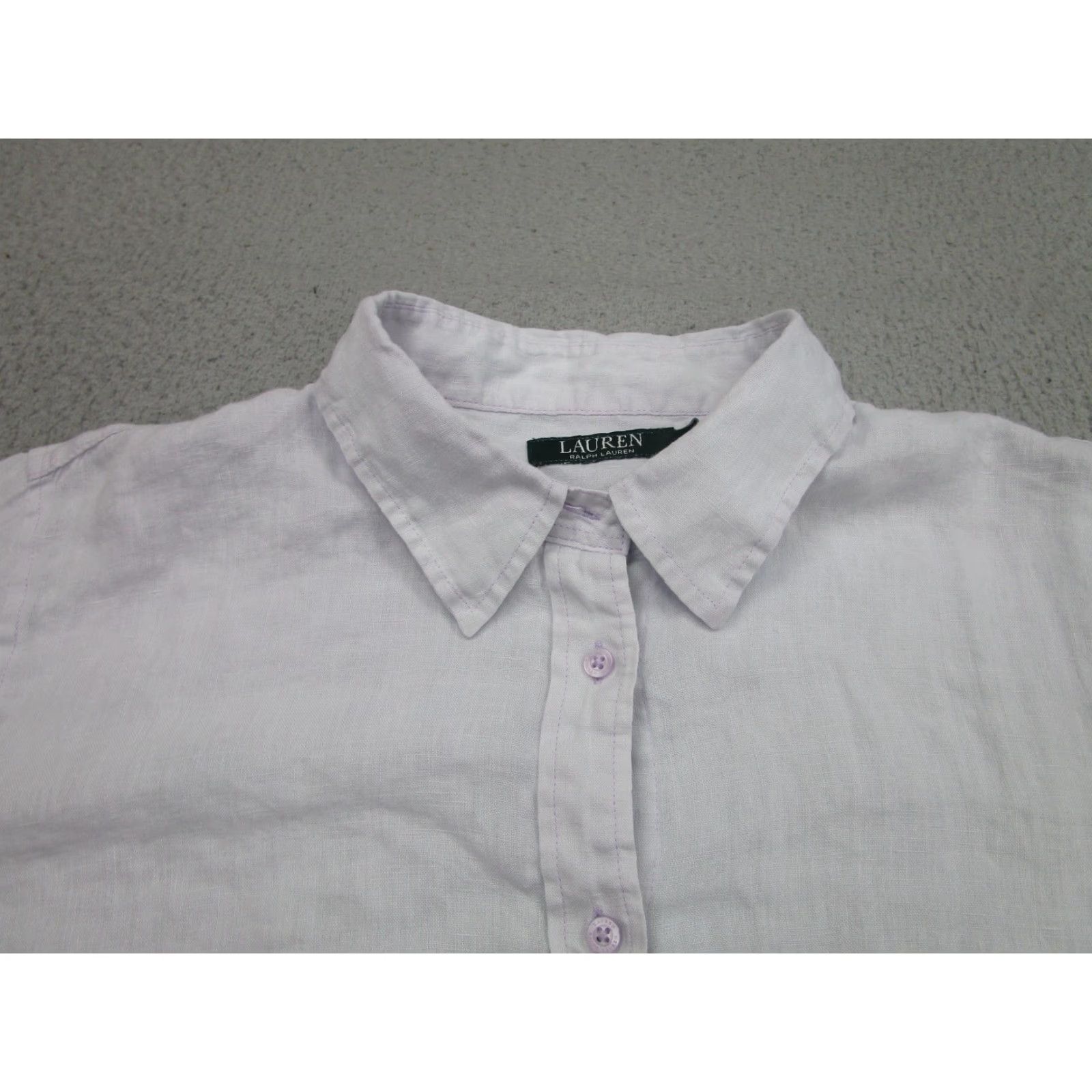 Ralph Lauren Lauren Ralph Lauren Shirt Womens 1X Purple 100% Linen Button Front Casual Size XL / US 12-14 / IT 48-50 - 3 Thumbnail