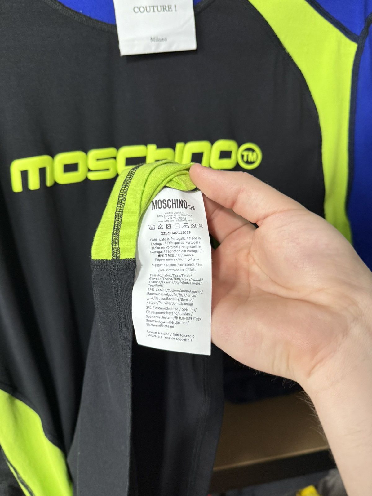 Moschino Moschino Couture Multicolor Colour-Block Logo T-Shirt Size US L / EU 52-54 / 3 - 6 Thumbnail
