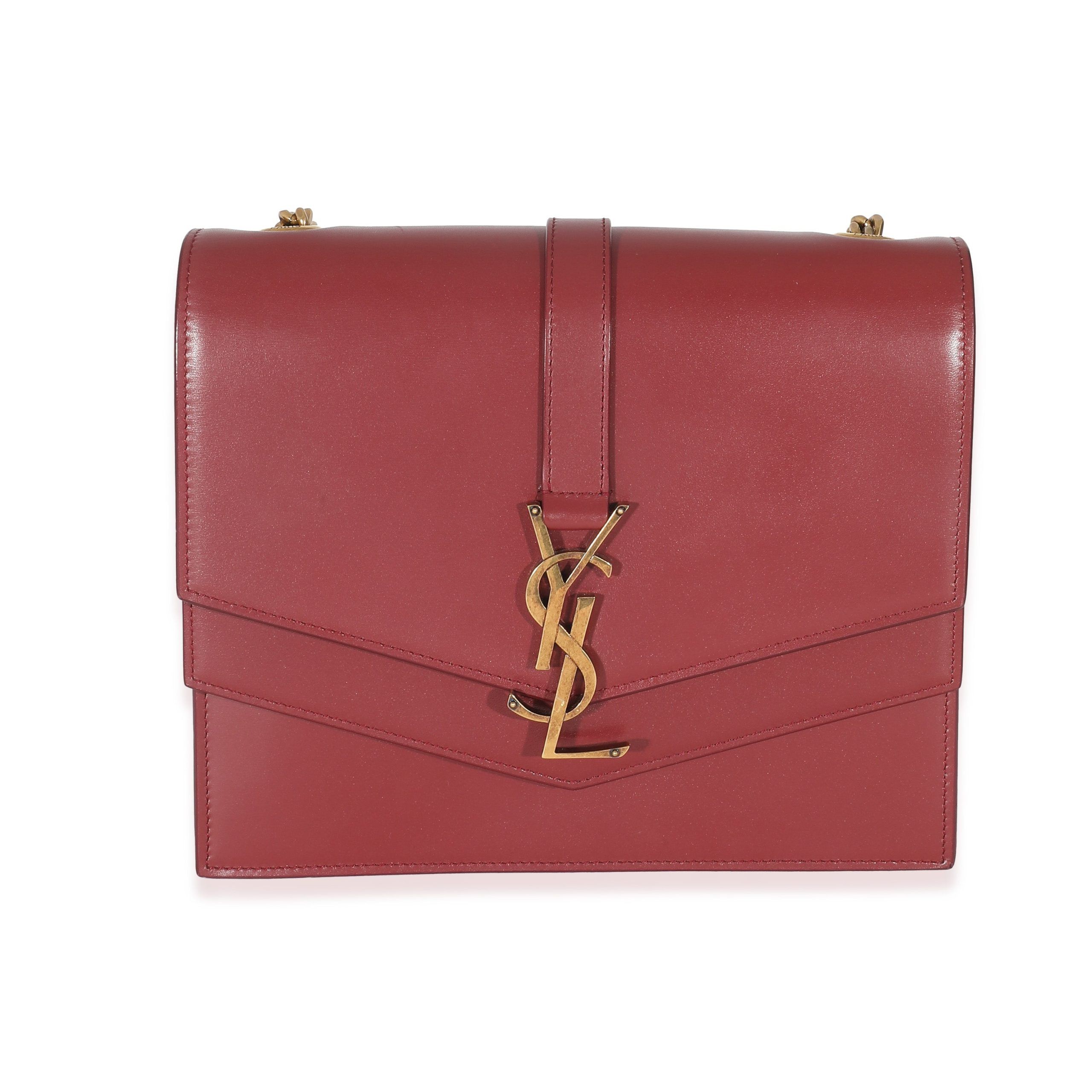 Saint Laurent Burgundy Smooth Leather Medium Sulpice