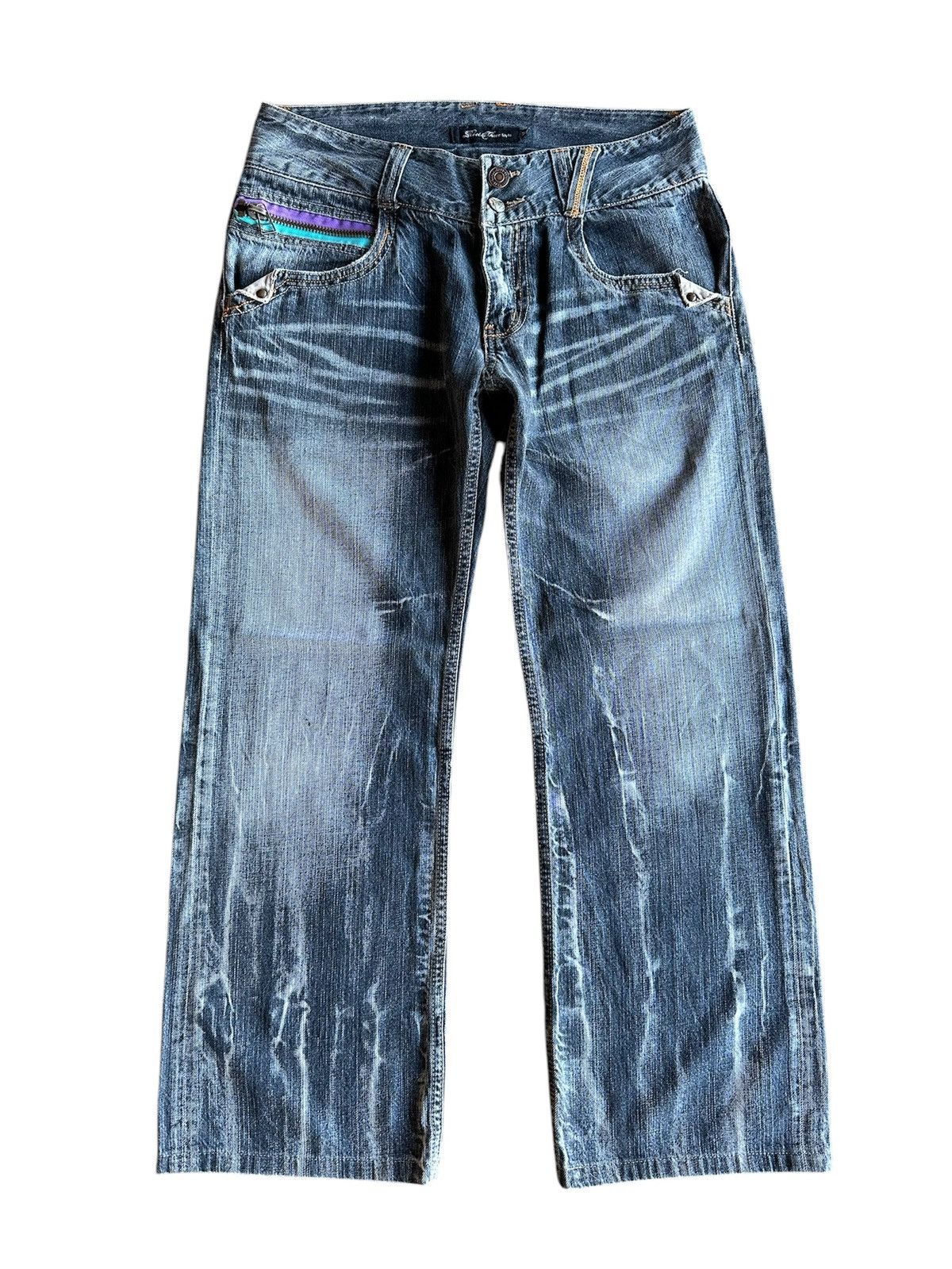 Japanese Brand VINTAGE ROOT THREE JEANS STORM BLACK WASHED RARE DENIM PANTS Size US 32 / EU 48 - 2 Thumbnail