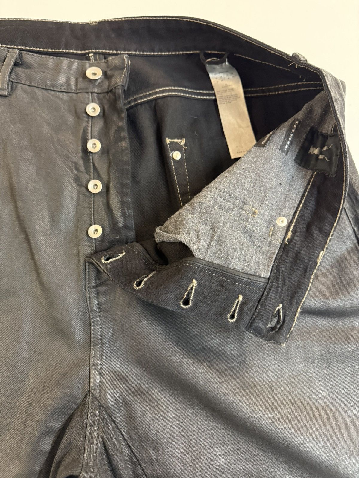 Rick Owens Drkshdw Rick Owens DRKSHDW "Collapse Cropped" Black Wax Jeans — 38 Size US 38 / EU 54 - 9 Thumbnail