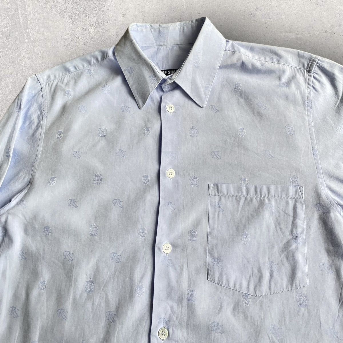 Raf Simons FW 2006-2007 Blue RS Logo & Skull Jacquard Shirt Size US M / EU 48-50 / 2 - 1 Thumbnail