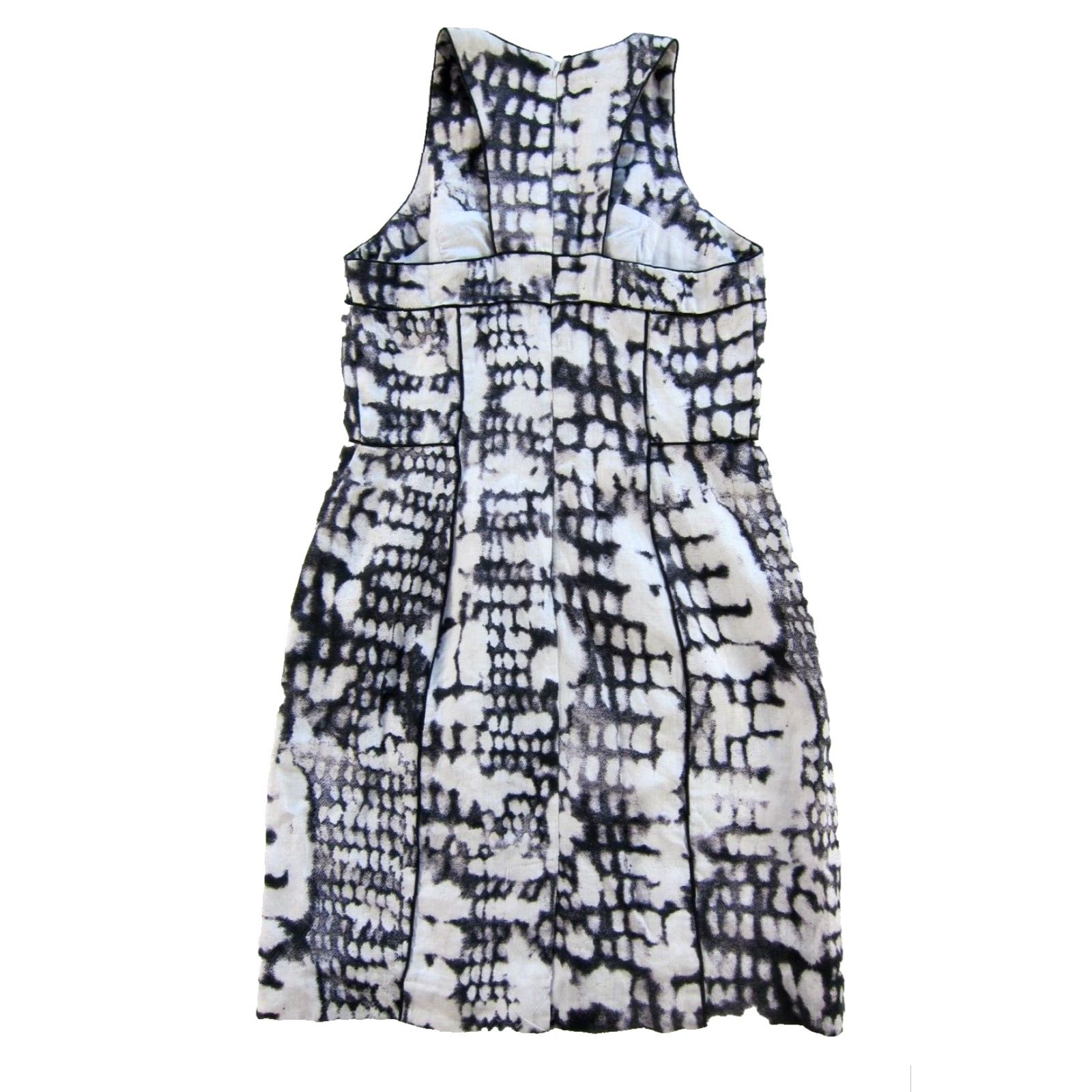 Cynthia Rowley 100% Linen Black White Purple Snake Print Tank Sheath Dress 6