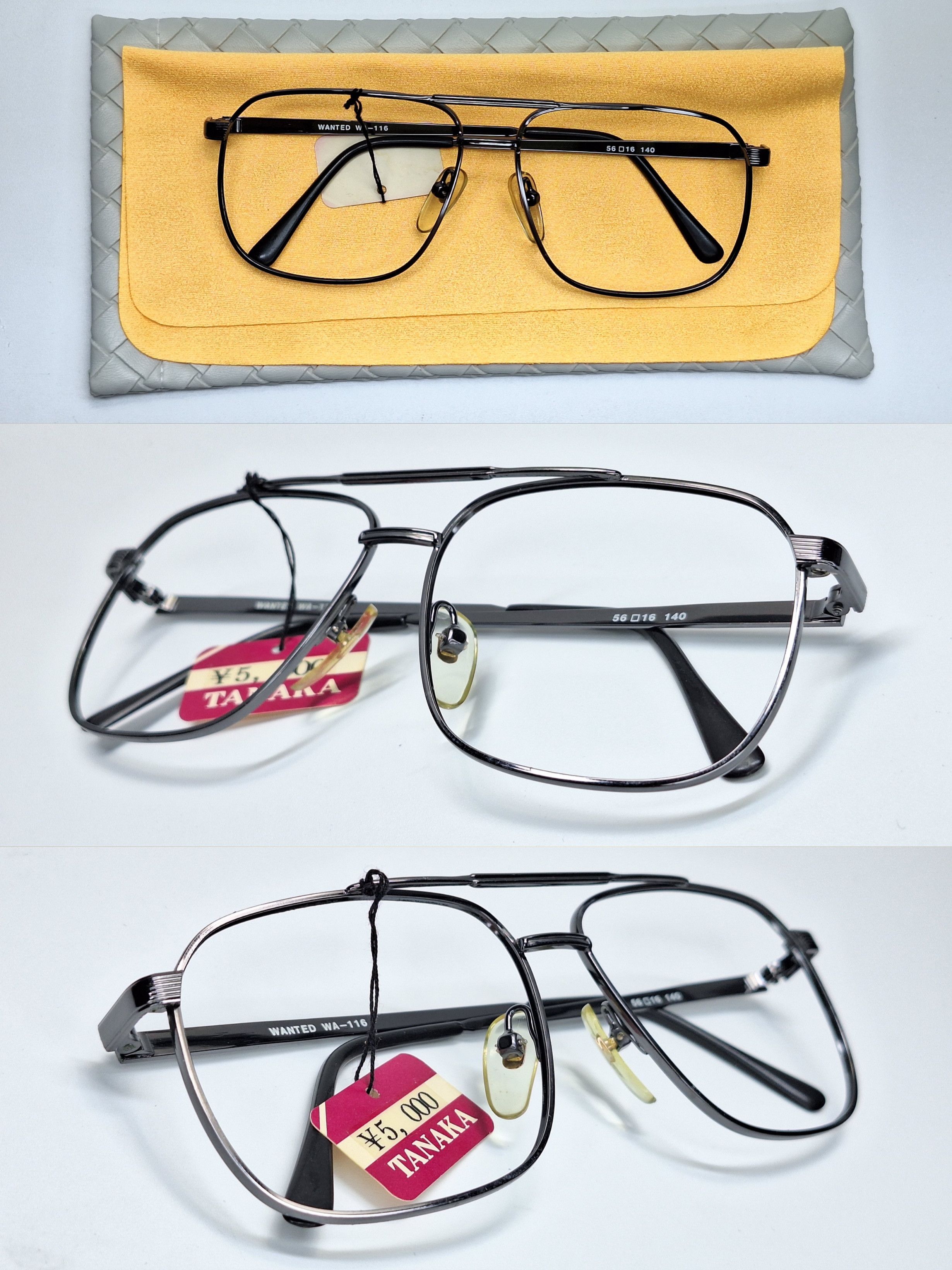 Vintage Vintage NOS Wanted WA-116 Double Bridge Square Aviator Frame Size ONE SIZE - 2 Thumbnail