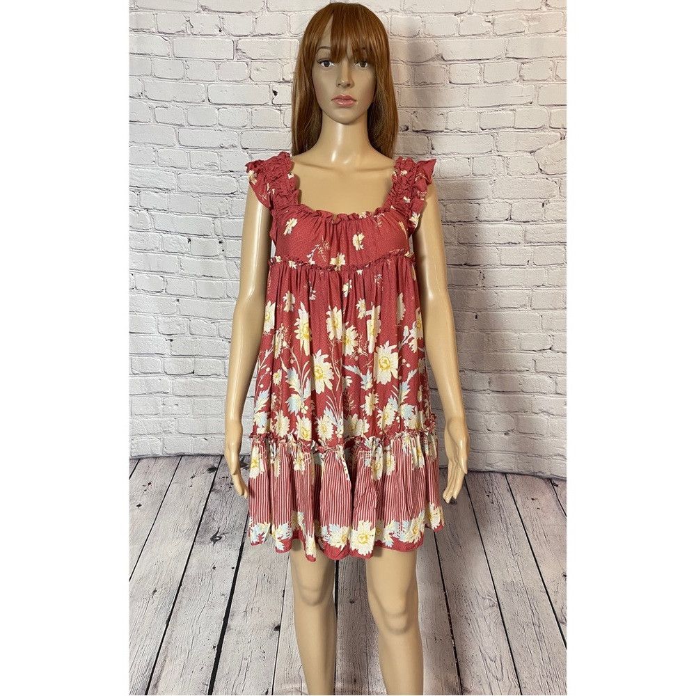 Free People NWT New $88 Free People Bali Wild Daisy Renaissance Red Com Size L / US 10 / IT 46 - 3 Thumbnail