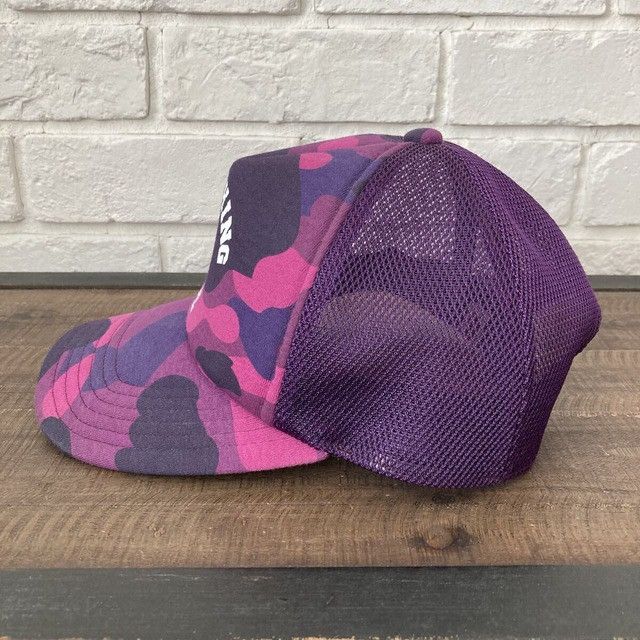 Bape BAPE College logo purple camo trucker hat cap a bathing ape Size ONE SIZE - 3 Thumbnail