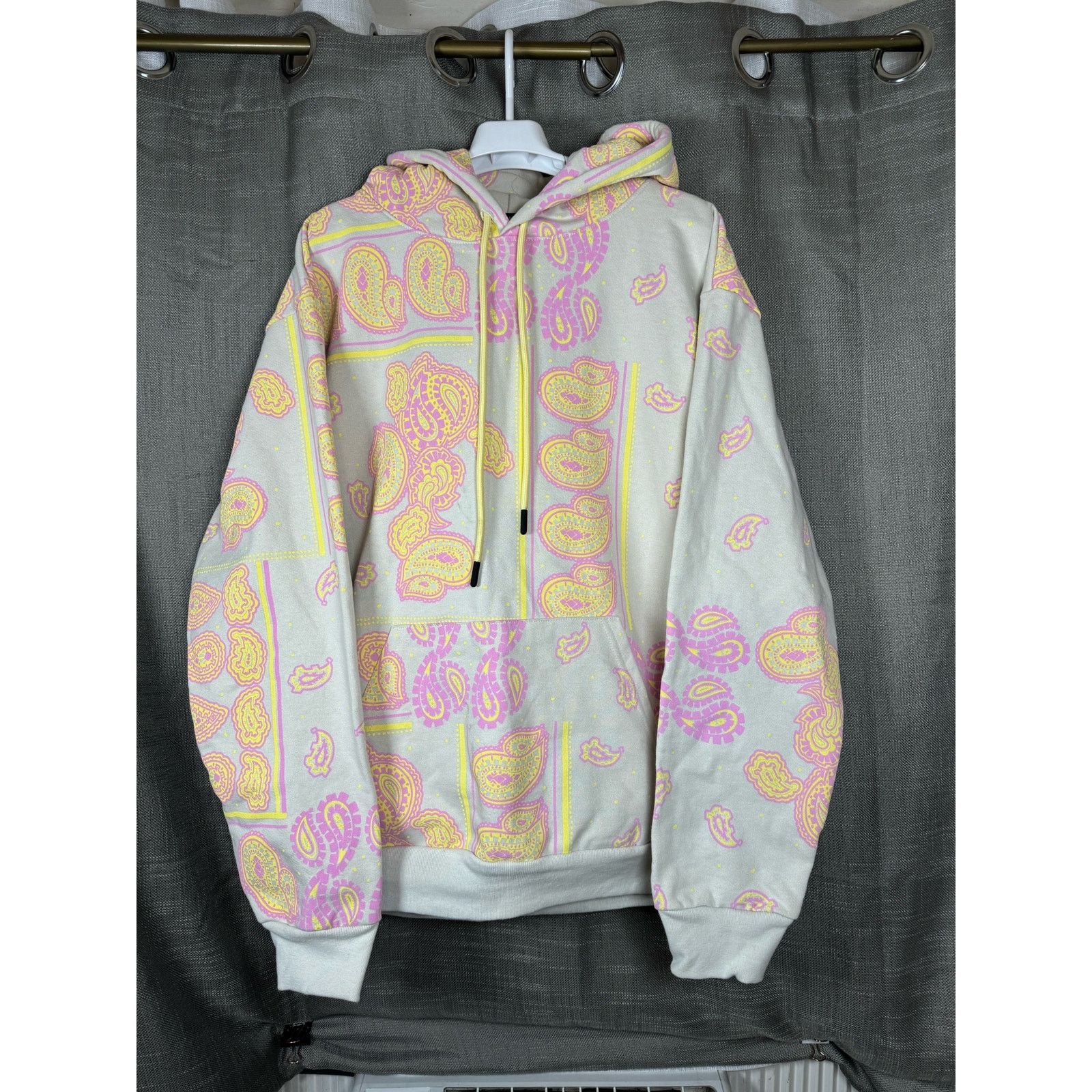 Unknown London Bananas Monkey Pink Yellow Paisley Pullover Hoodie Size L Size US L / EU 52-54 / 3 - 2 Thumbnail