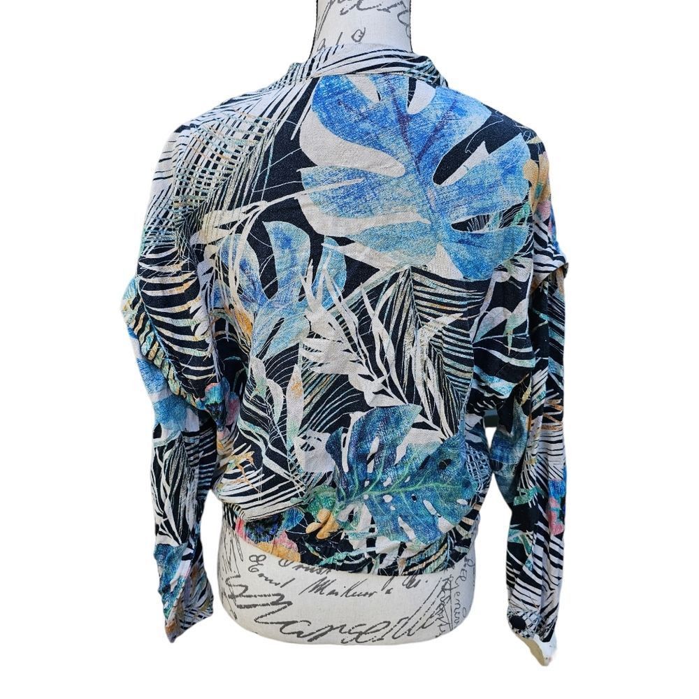 Zara Zara -962 Women's Floral Tropical Lightweight Jacket Linen B Size S / US 4 / IT 40 - 4 Thumbnail