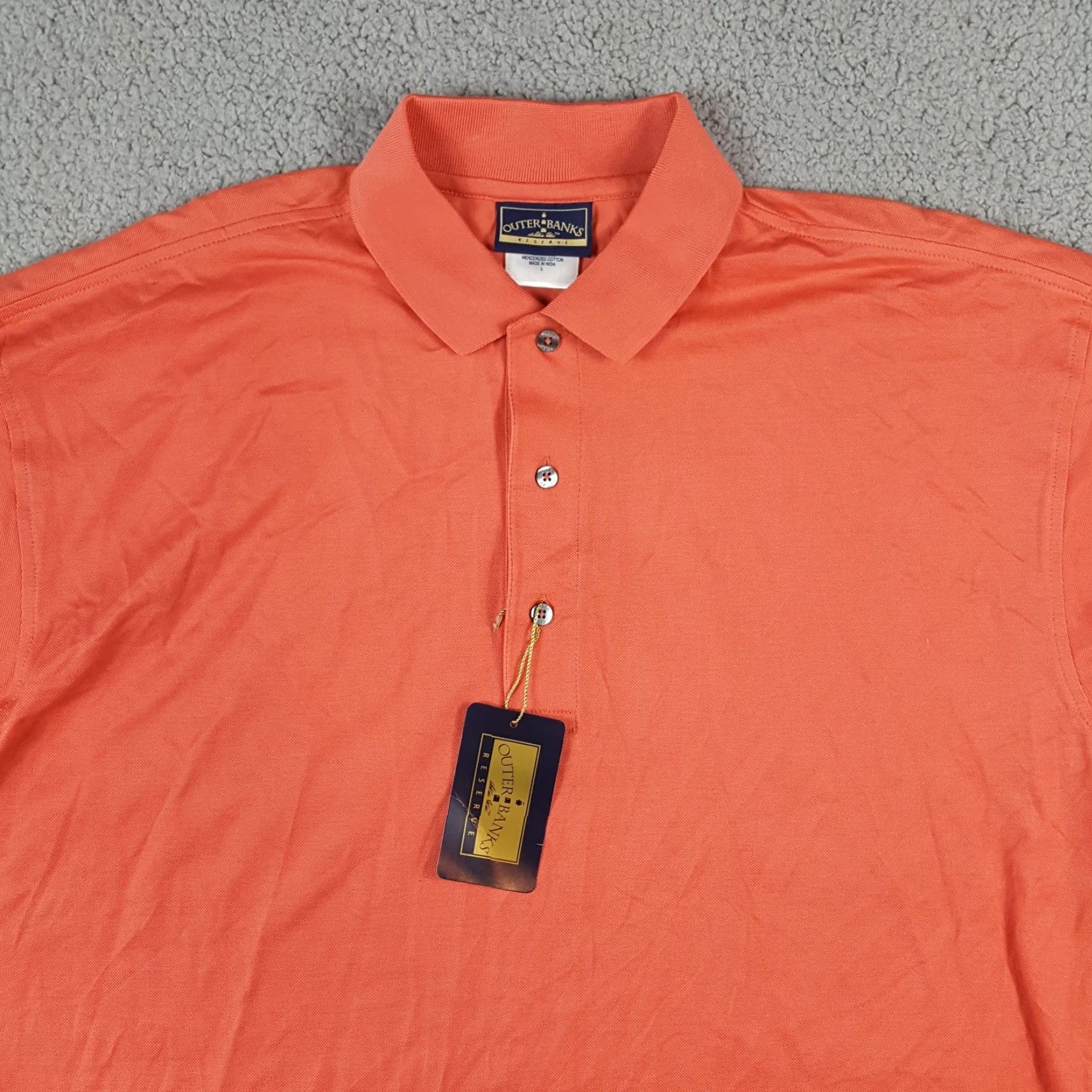 Pinko Vintage Outer Banks Men's Button-Up Shirt - Salmon Pink Cotton Casual Collared Short Sleeve 90s Retro Workwear Large Size US L / EU 52-54 / 3 - 2 Thumbnail