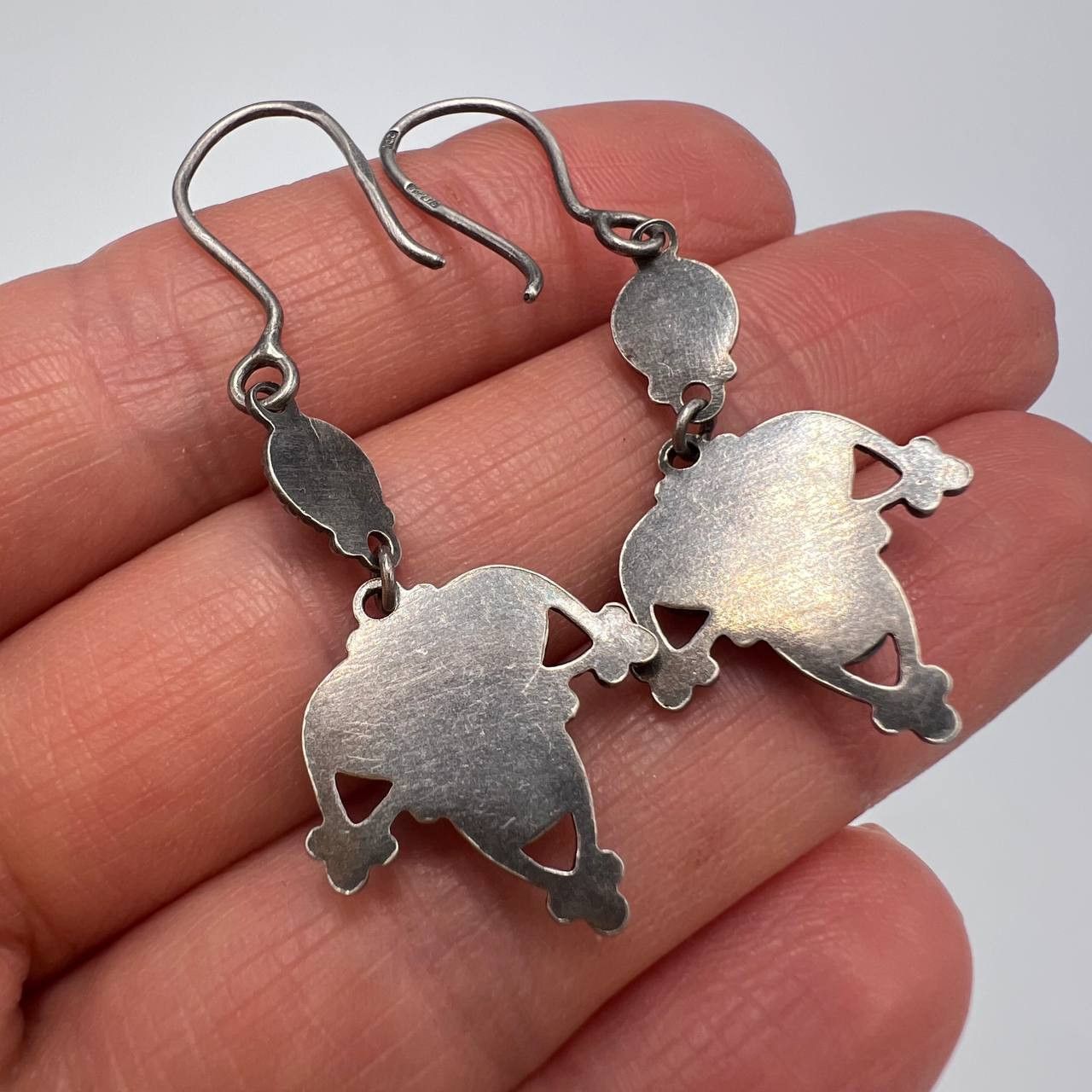 Vintage 70's Vintage USSR Niello Silver 875 Ethno Earrings Signed 5g Size ONE SIZE - 3 Thumbnail