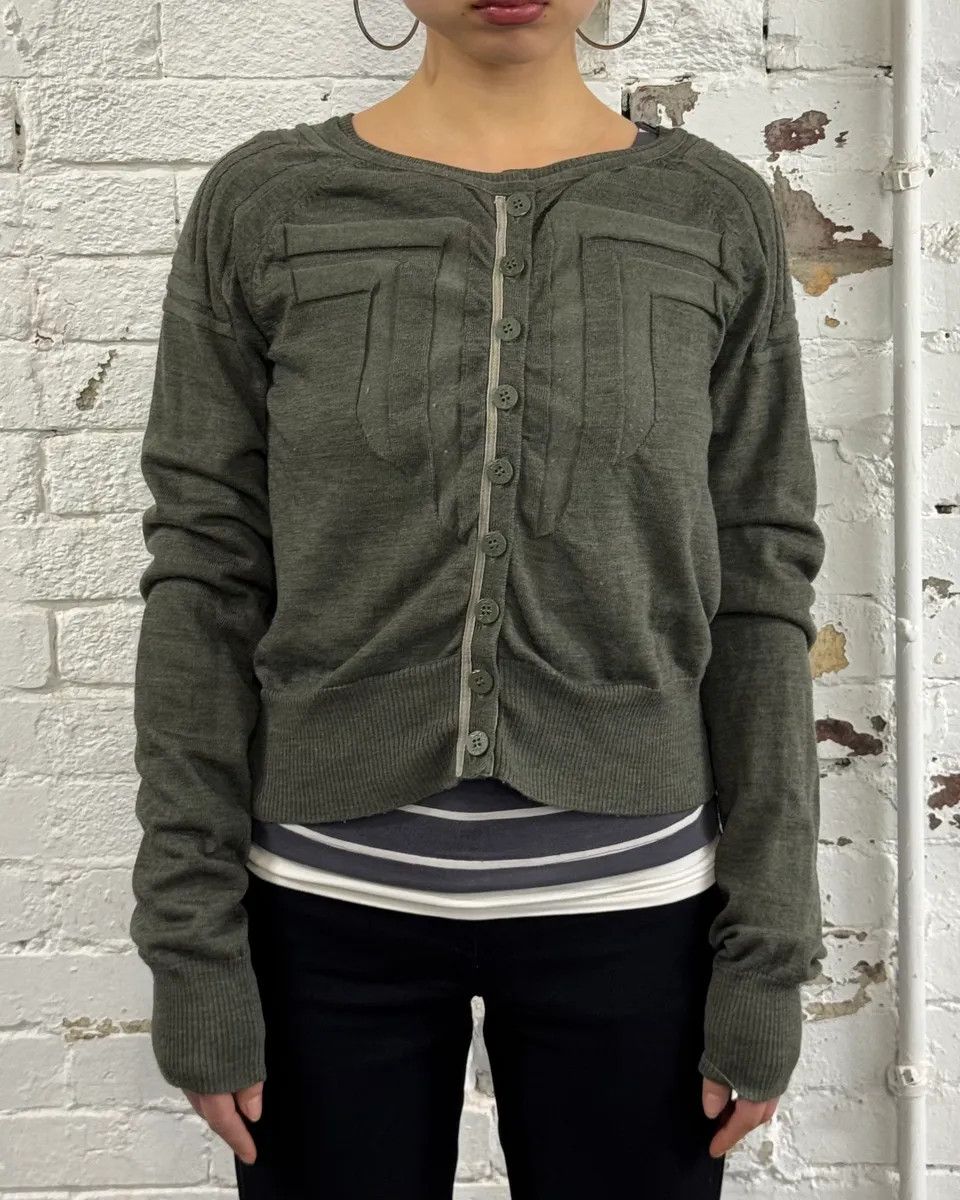 Marithe + Francois Girbaud 2000s Marithé + François Girbaud Olive Green Cardigan Size M / US 6-8 / IT 42-44 - 1 Thumbnail