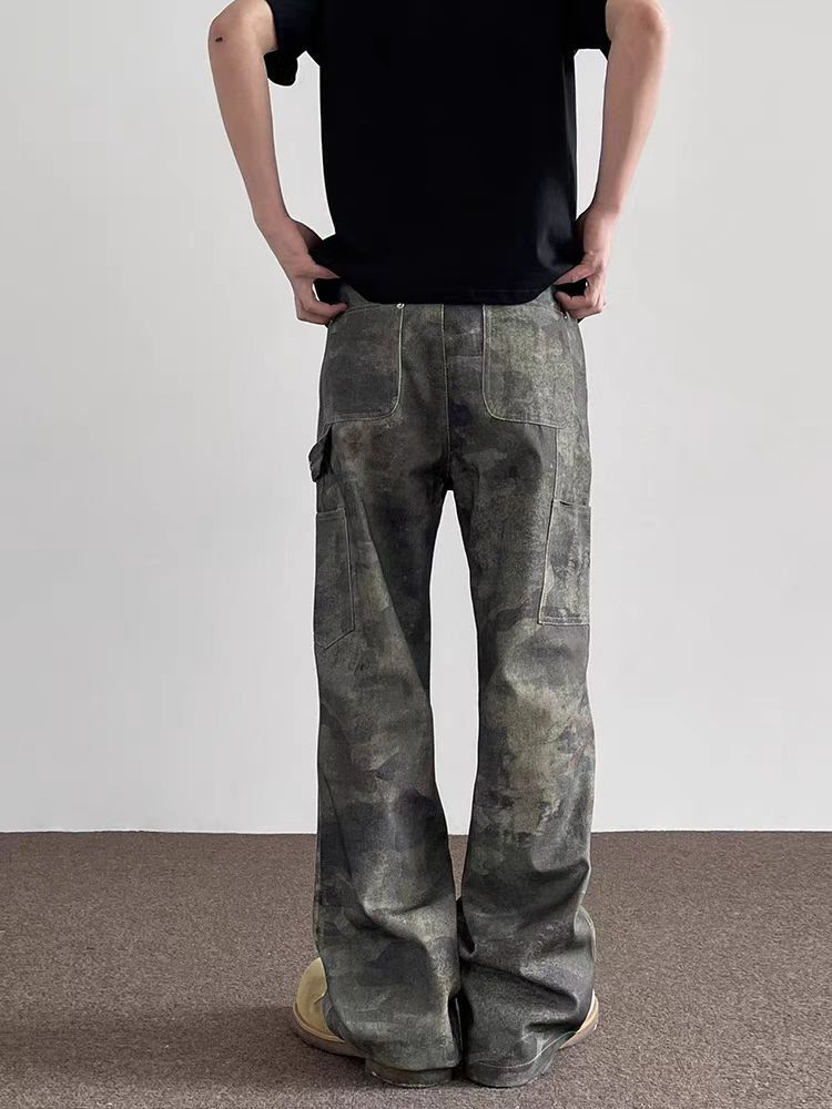 Japanese Brand × Jean Vintage washed camouflage distressed micro flare jeans Size US 32 / EU 48 - 3 Thumbnail