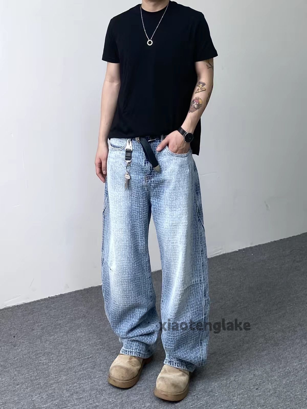 Handmade × Jean × Vintage Super baggy jeans handmade y2k pachwork