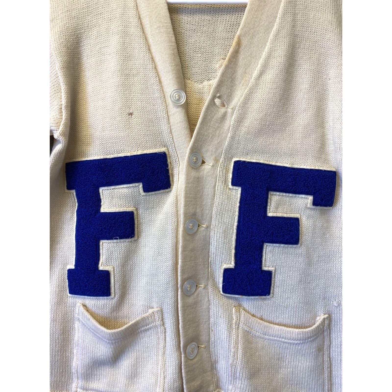 Vintage VINTAGE Letterman Sweater St Francis 72 Beige 100% Virgin Wool L Mens - 1960s / FF Classic Size US L / EU 52-54 / 3 - 2 Thumbnail