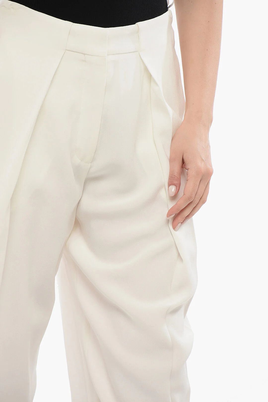 Balmain og1mm0326 Viscose Tapered-Fit Pant in White Size 28" / US 6 / IT 42 - 3 Thumbnail