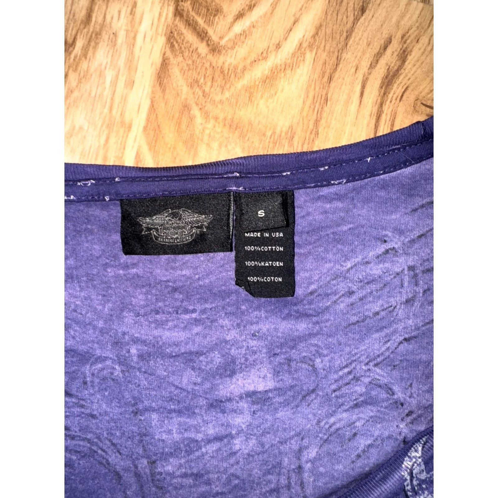 Harley Davidson VINTAGE Y2K Harley Davidson Purple Sheer Blouse Rhinestones Bling Paper Thin Long Sleeve Size S GUC Womens Size S / US 4 / IT 40 - 2 Thumbnail