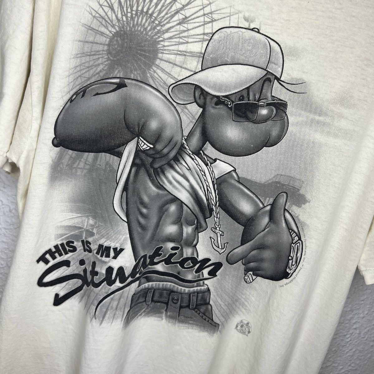 Cartoon Network Vintage Y2K Popeye Gangster Tee Tshirt Rare Print Cartoon Size US M / EU 48-50 / 2 - 5 Thumbnail