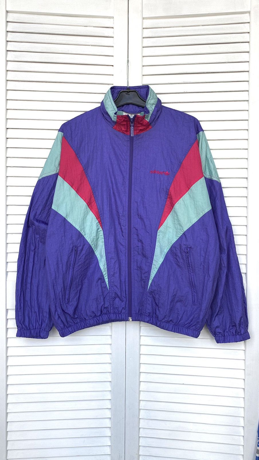 Adidas × Vintage Vintage Adidas Track Retro Jacket Nylon 90s Purple Size US S / EU 44-46 / 1 - 9 Thumbnail