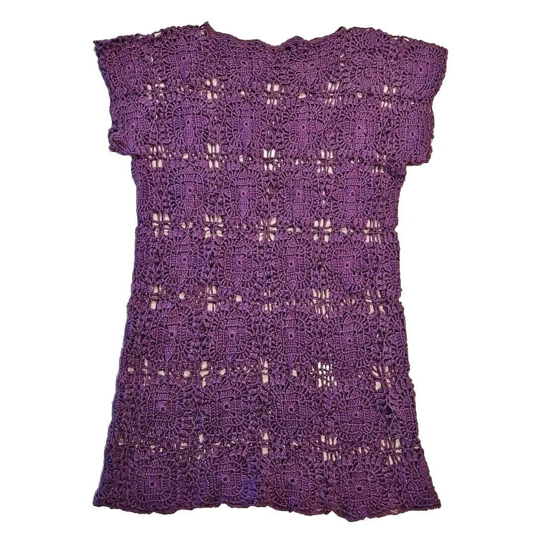 Other Handmade Crochet Dress Womens S/M Purple Boho Tunic Beach Co Size S / US 4 / IT 40 - 7 Thumbnail
